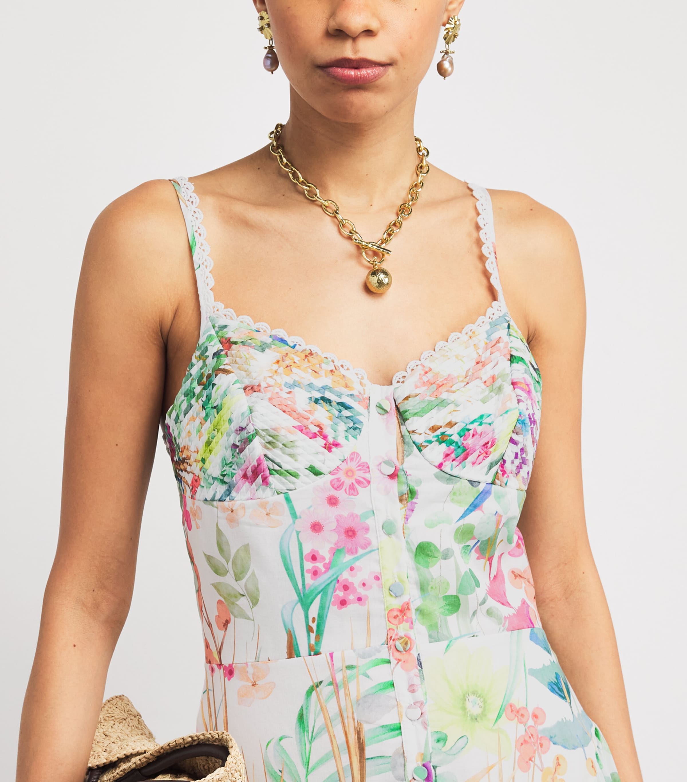 Cotton-Blend Cael Midi Dress WHITE LAGOON Image 4