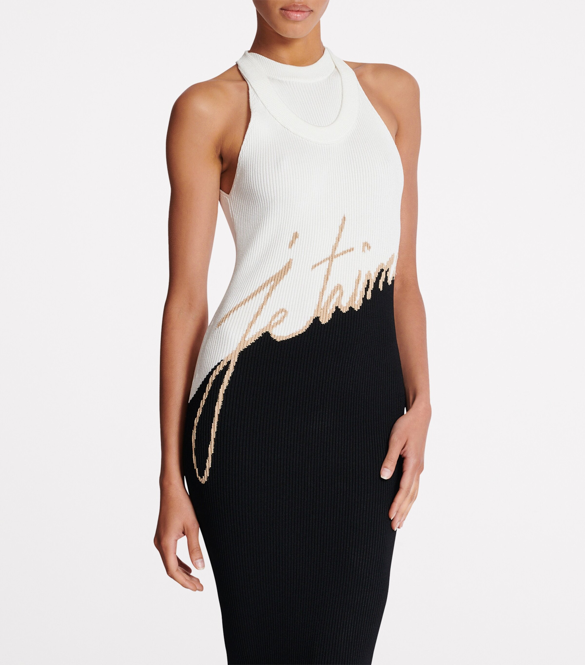 Jacquard Love Letter Maxi Dress EMY NOIR/NUDE/BLANC Image 8