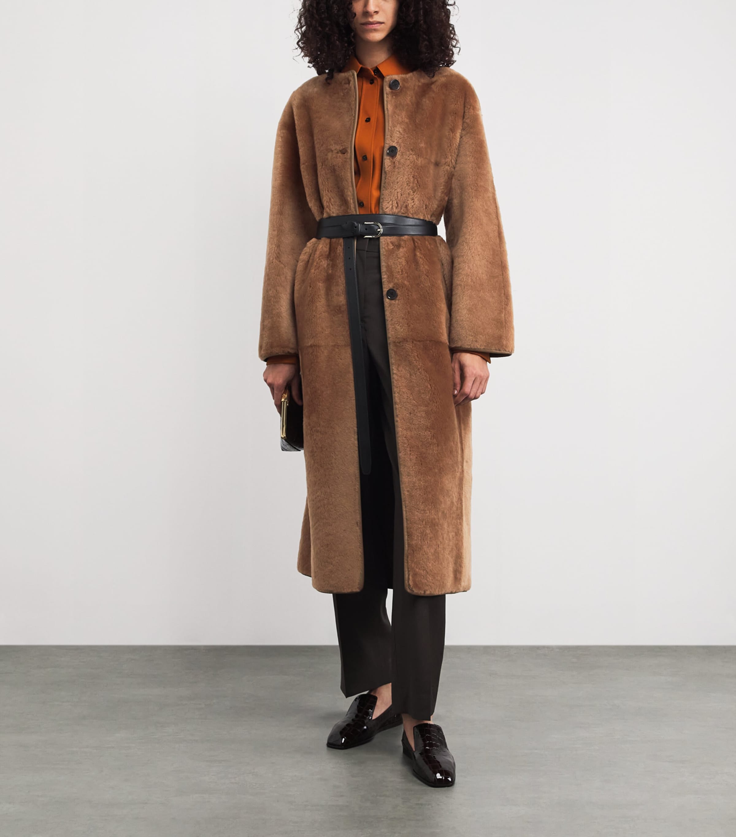 Shearling-Leather Reversible Rilana Coat OAK Image 2