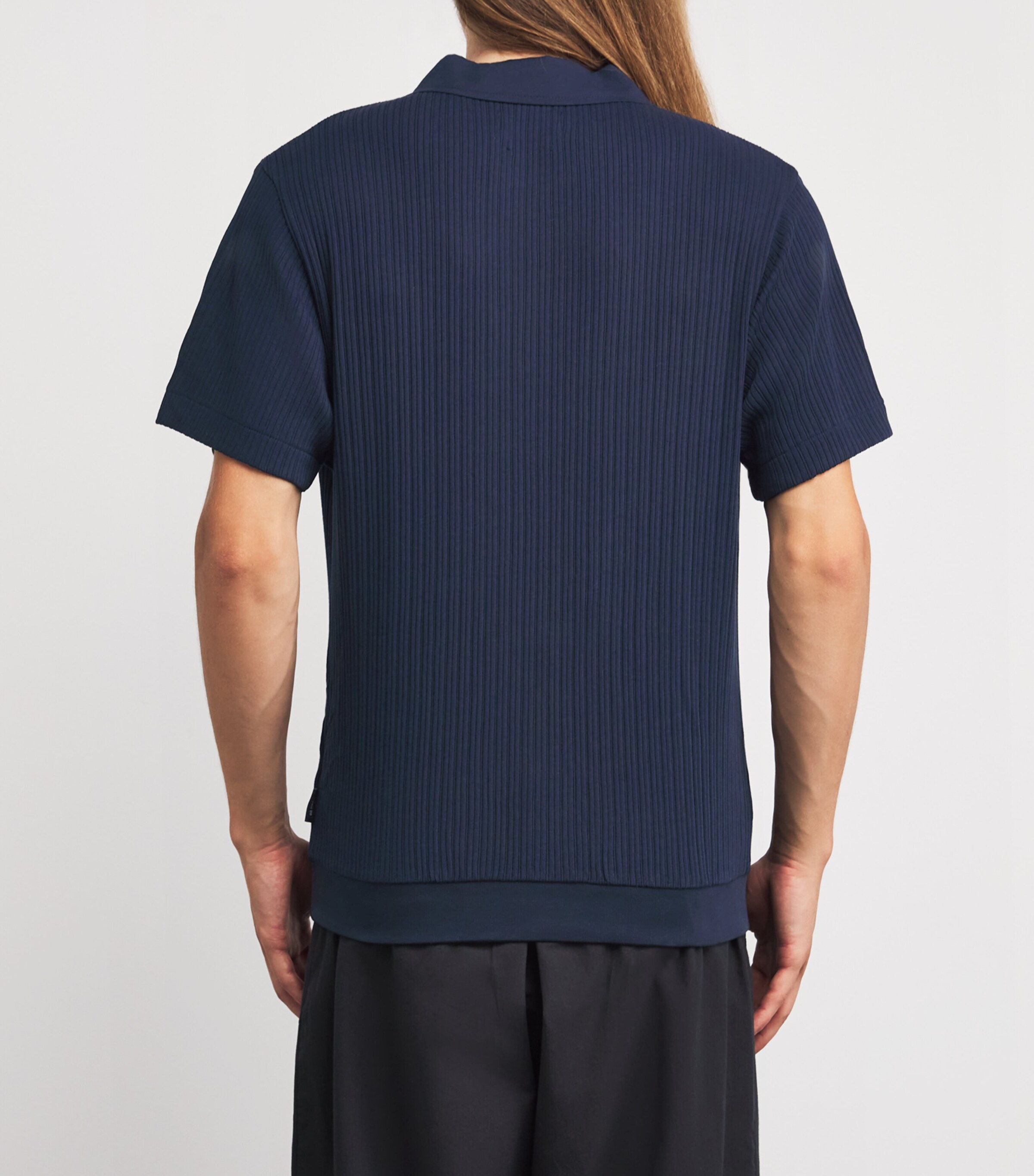 Oliver Spencer Mens Organic Cotton Polo Shirt Navy Image 4