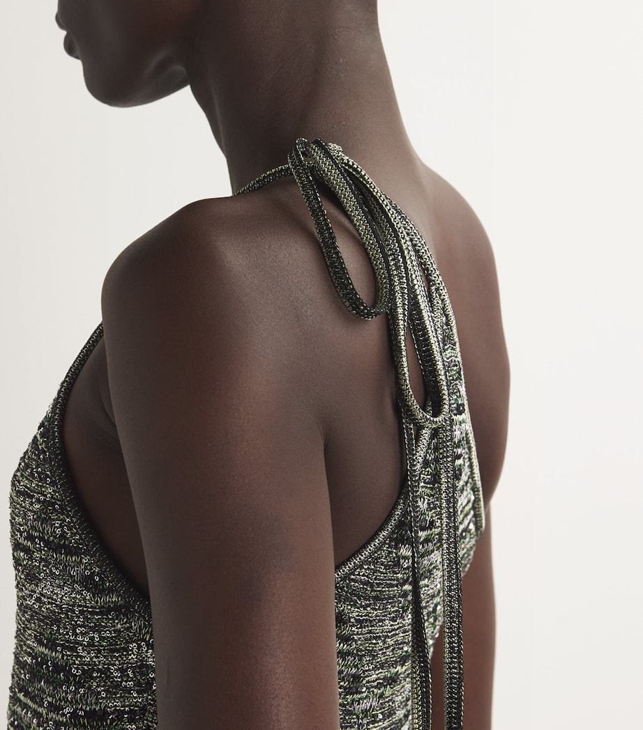 Missoni Womens Sequinned Asymmetric Maxi Dress Blck/grn Image 6