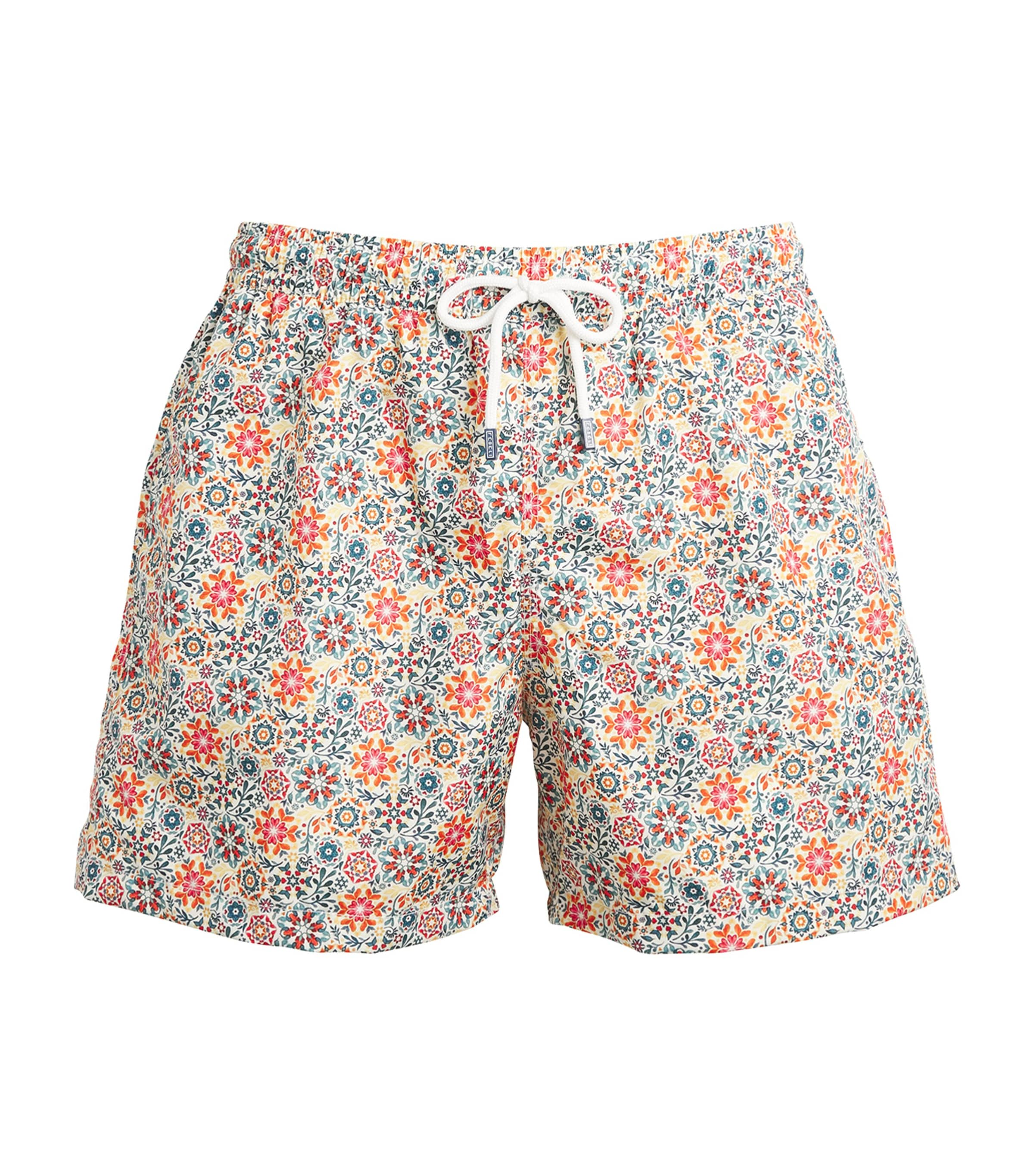 Fedeli Printed Madeira Swim Shorts In Pink