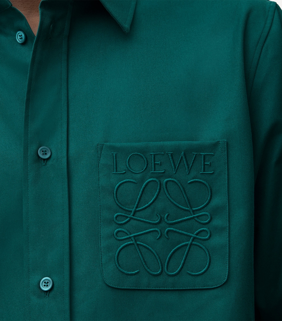 Cotton Embroidered Logo Shirt DARK GREEN Image 5