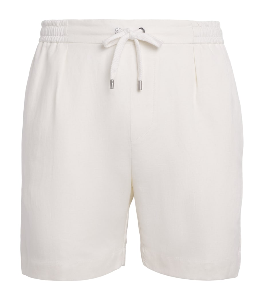 Ralph Lauren Purple Label Mens Silk-Linen Drawstring Shorts Deckwash White Image 1