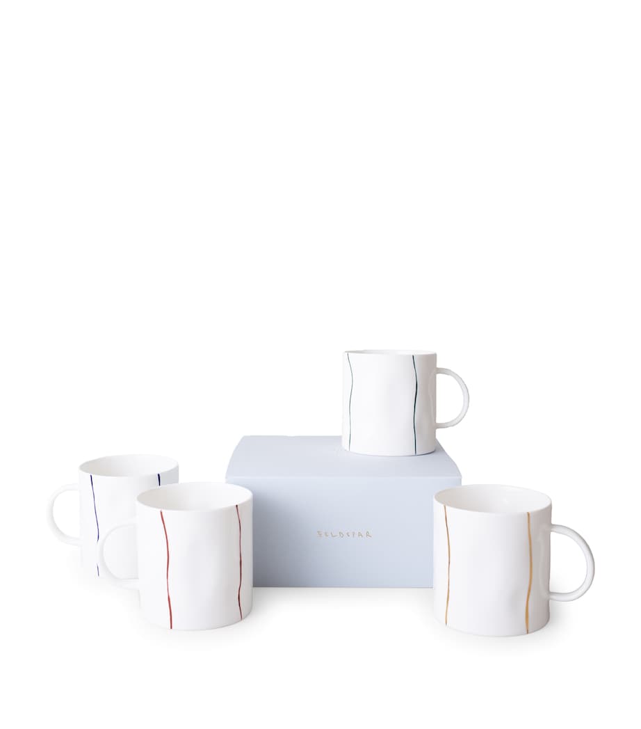 FELDSPAR Fine Bone China Stripe Tea Mug (Set of 4) Harrods Mix Image 1