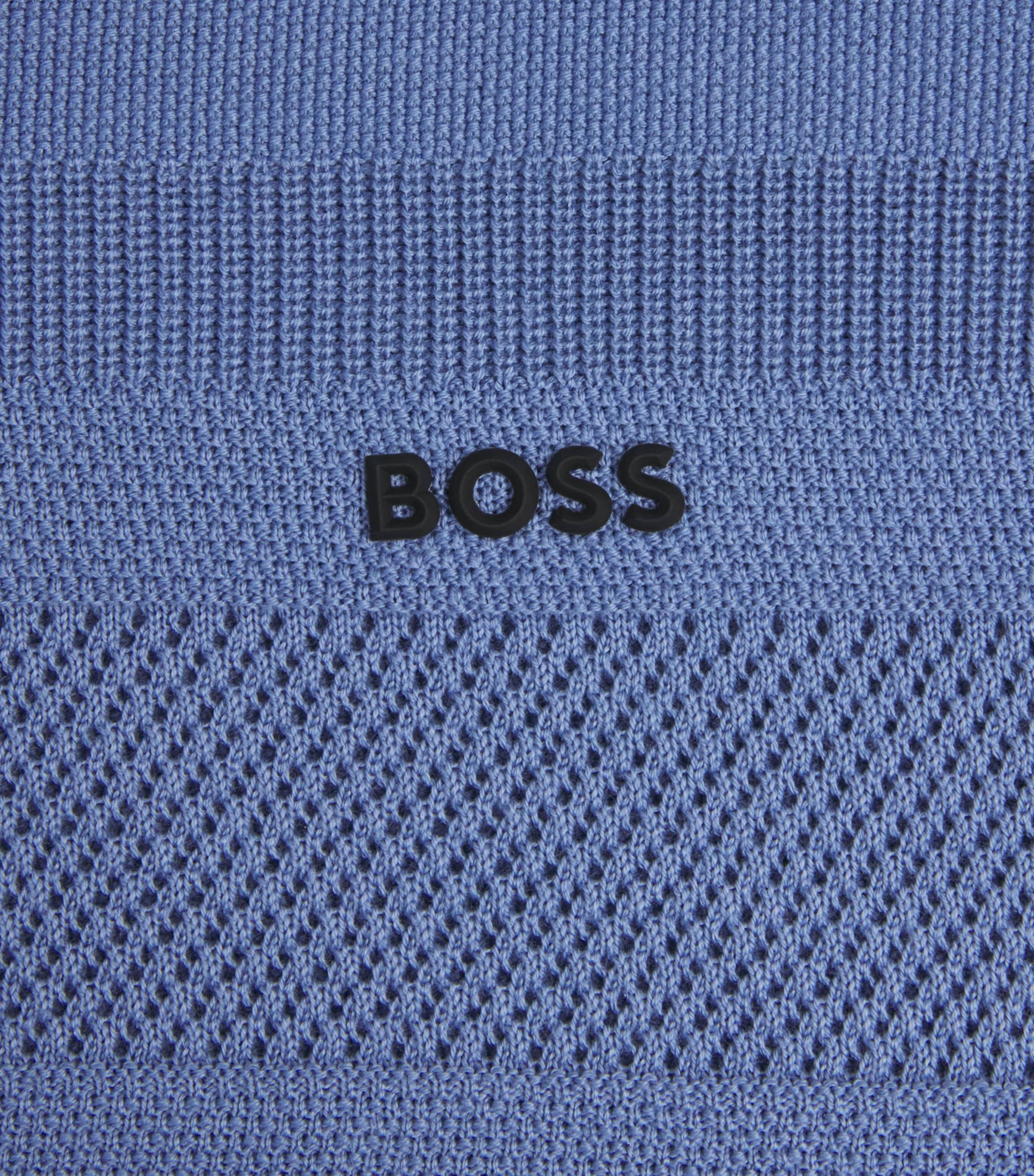 BOSS Mens Cotton Open-Collar Polo Shirt Pastel Blue Image 6