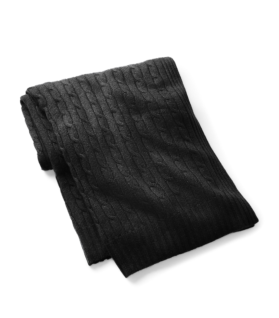 Cashmere Cable-Knit Throw (60cm x 60cm) MIDNIGHT BLACK Image 1