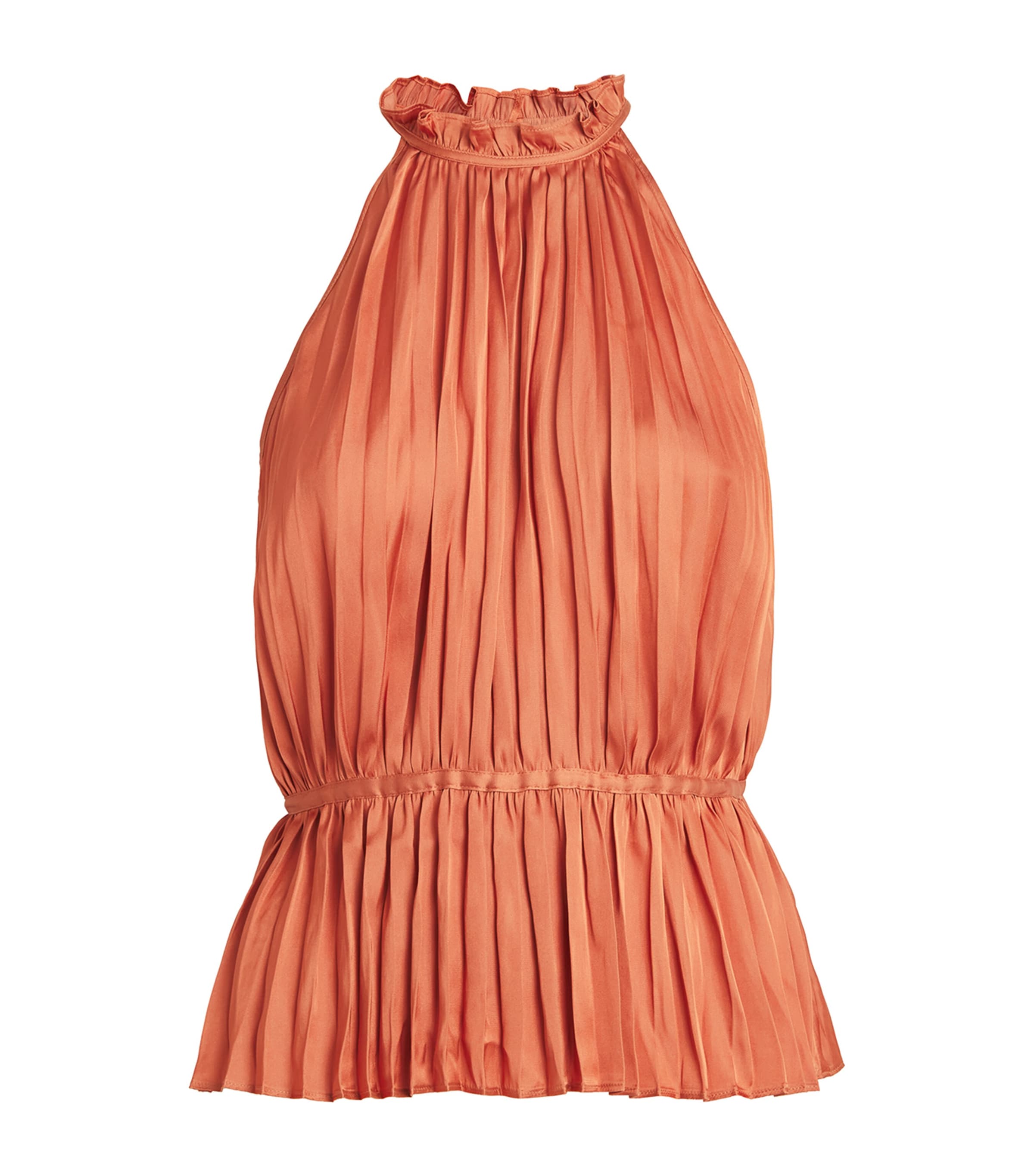 Maje Leville Pleated Peplum Top In Brown