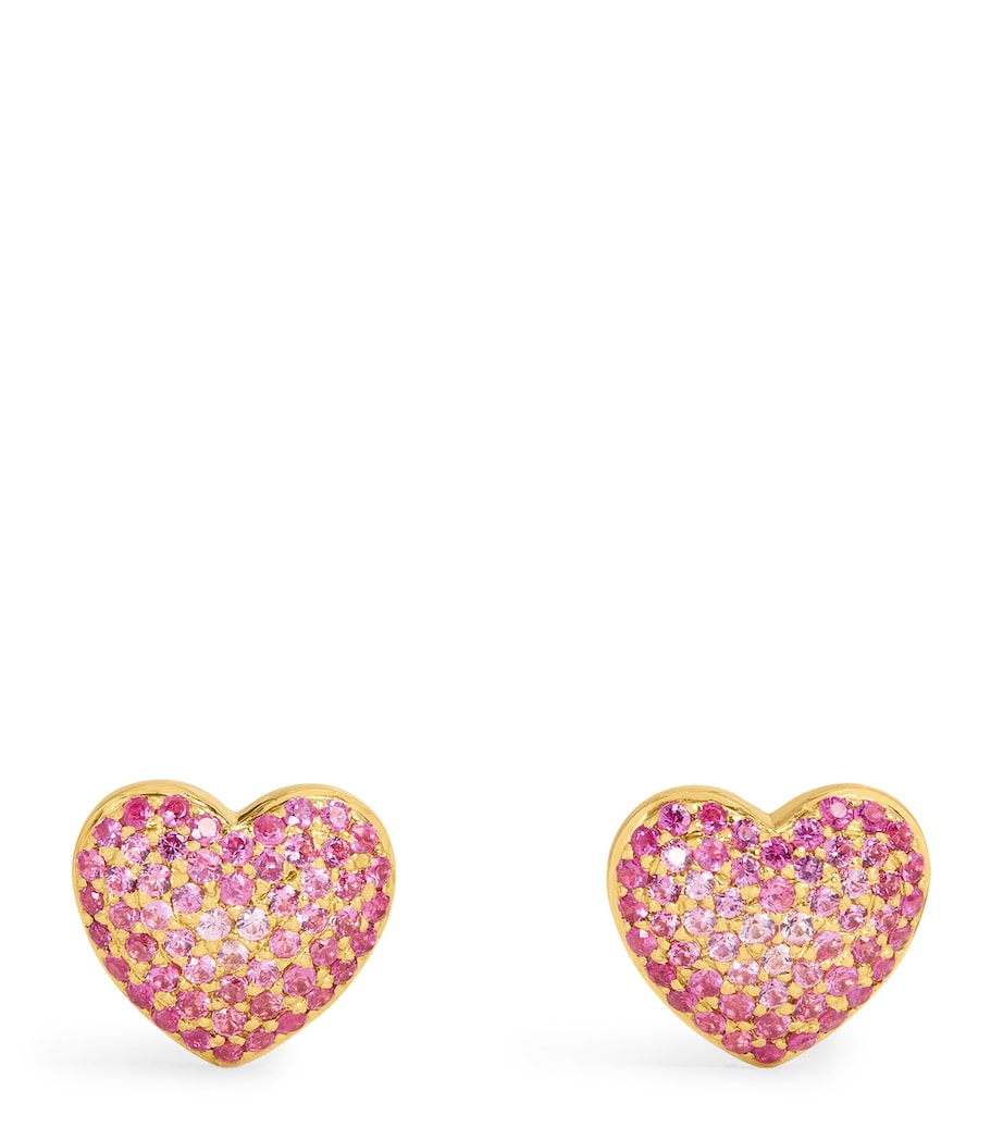Yellow Gold and Pink Sapphire Heart Lucy Stud Earrings YELLOW GOLD Image 1