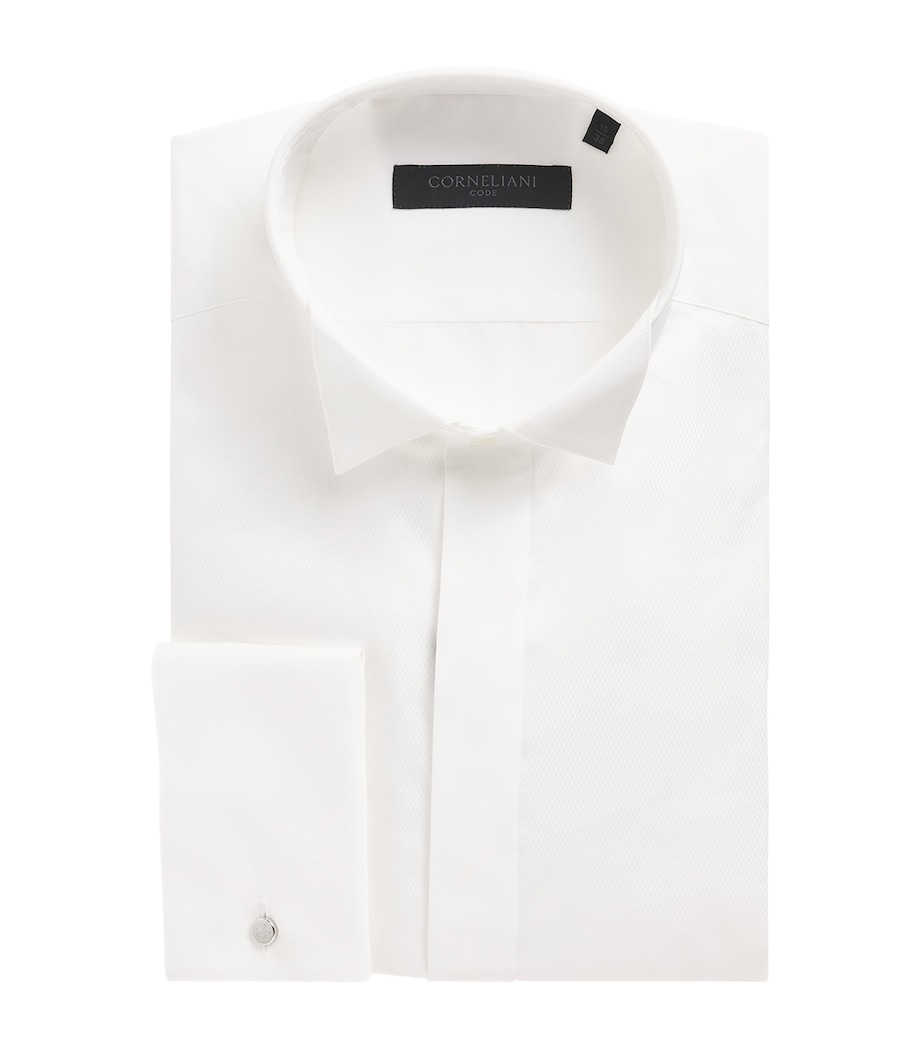 Corneliani Mens Cotton Evening Shirt Optical White Image 1