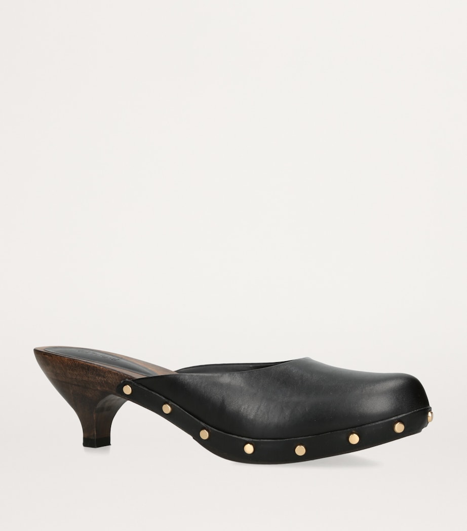 Leather Judith Studded Clogs 40 BLACK Image 3