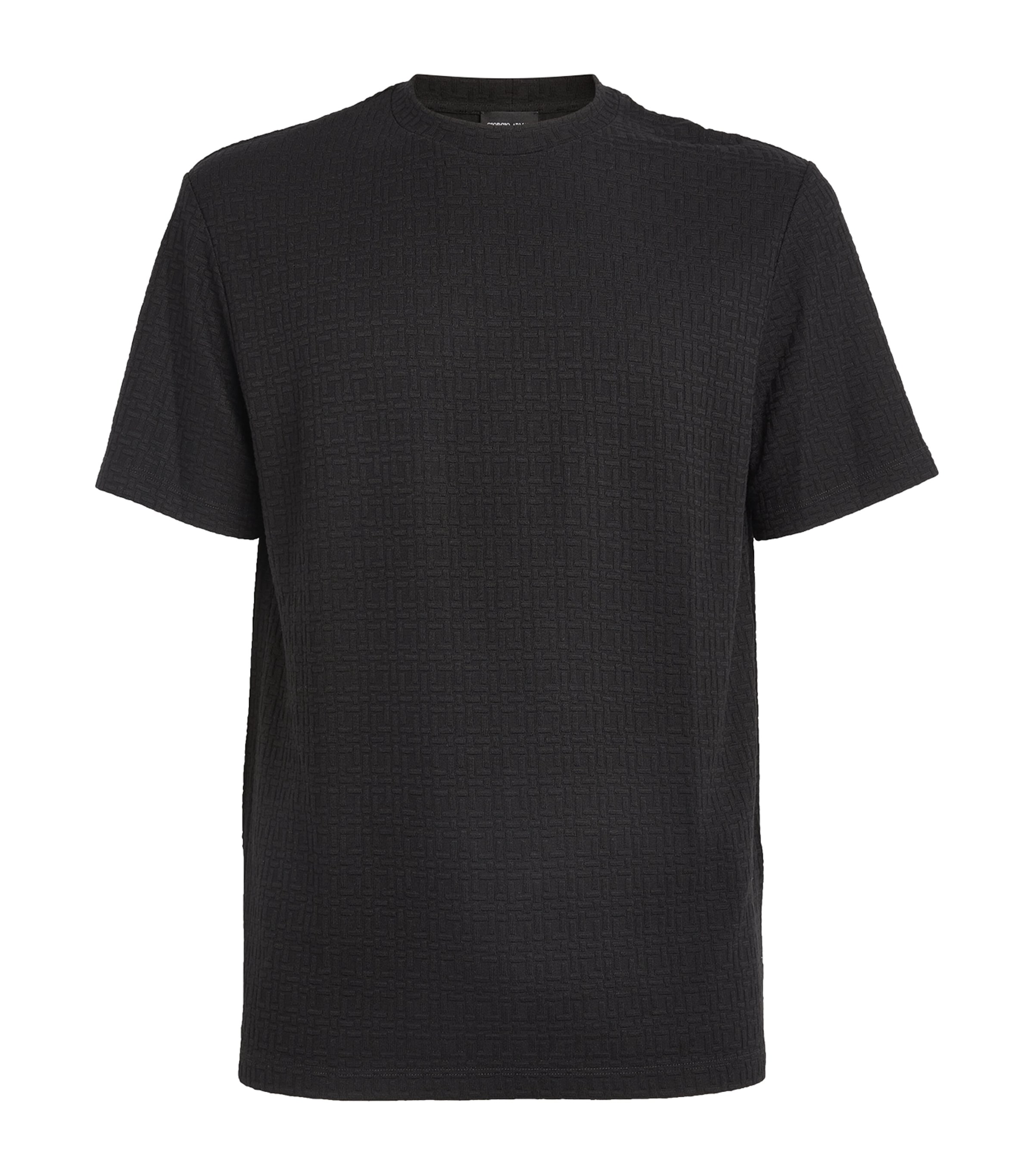 Shop Giorgio Armani Geometric-weave T-shirt In Black