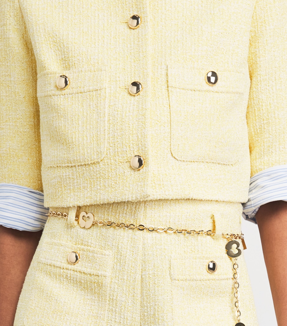 Tweed Cropped Jacket PALE YELLOW Image 3