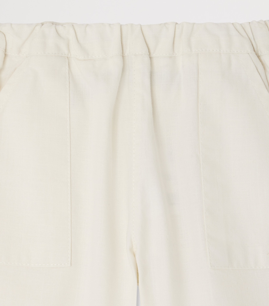 Bonpoint Cotton Carpenter Trousers (6-18 Months) Blanc Lait Image 3