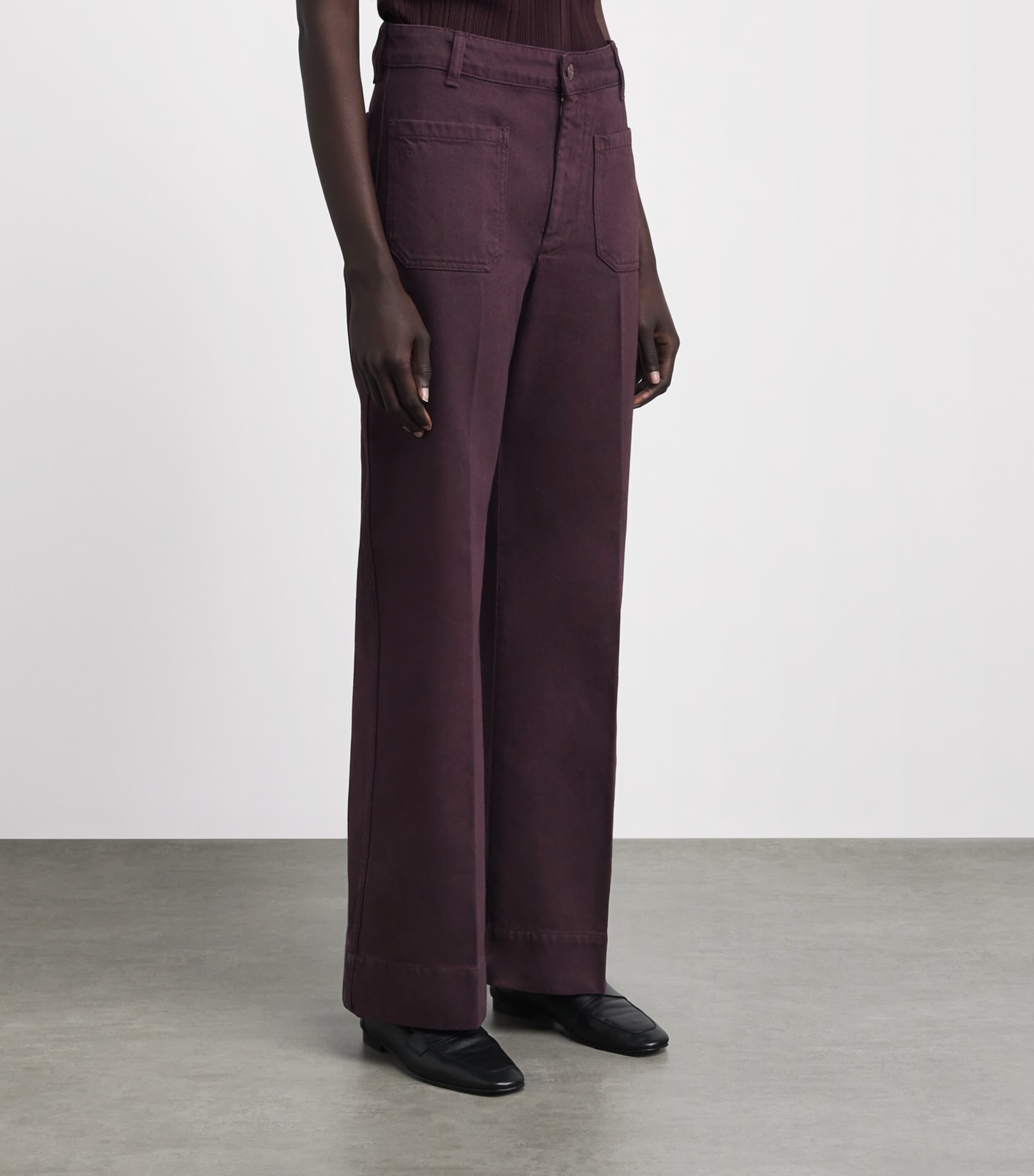 Victoria Beckham Womens Alina High-Rise Wide-Leg Jeans Acai Image 4