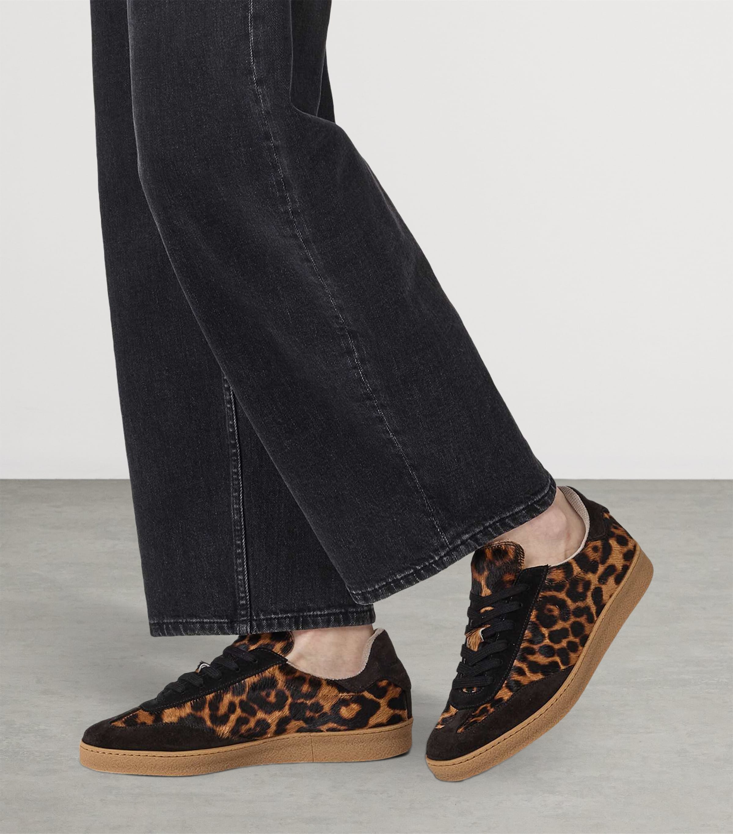 Leather Faux Fur Thelma Sneakers DARK BROWN/BLACK Image 2