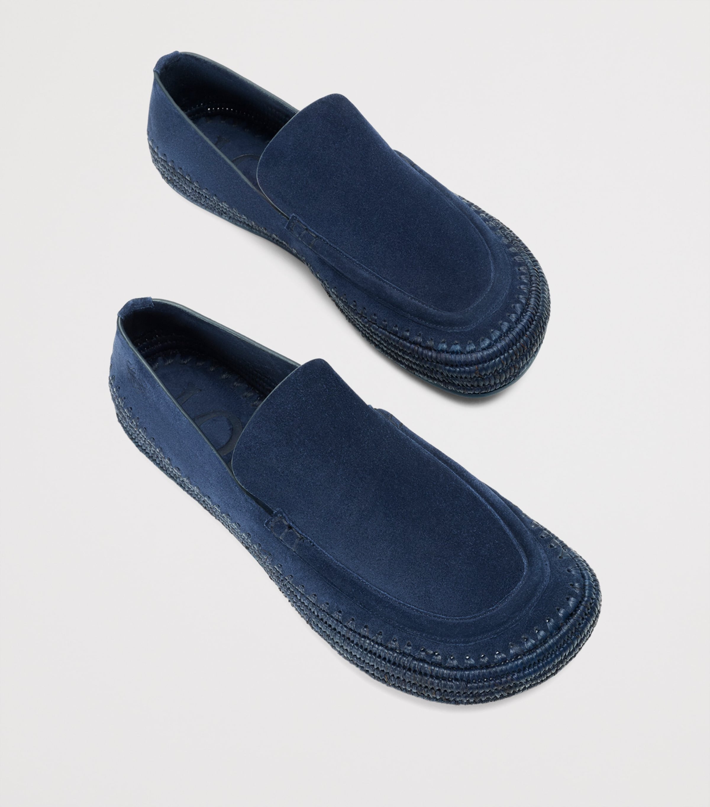 LOEWE x Paula's Ibiza Suede-Raffia Rio Loafers Ink Blue Image 3