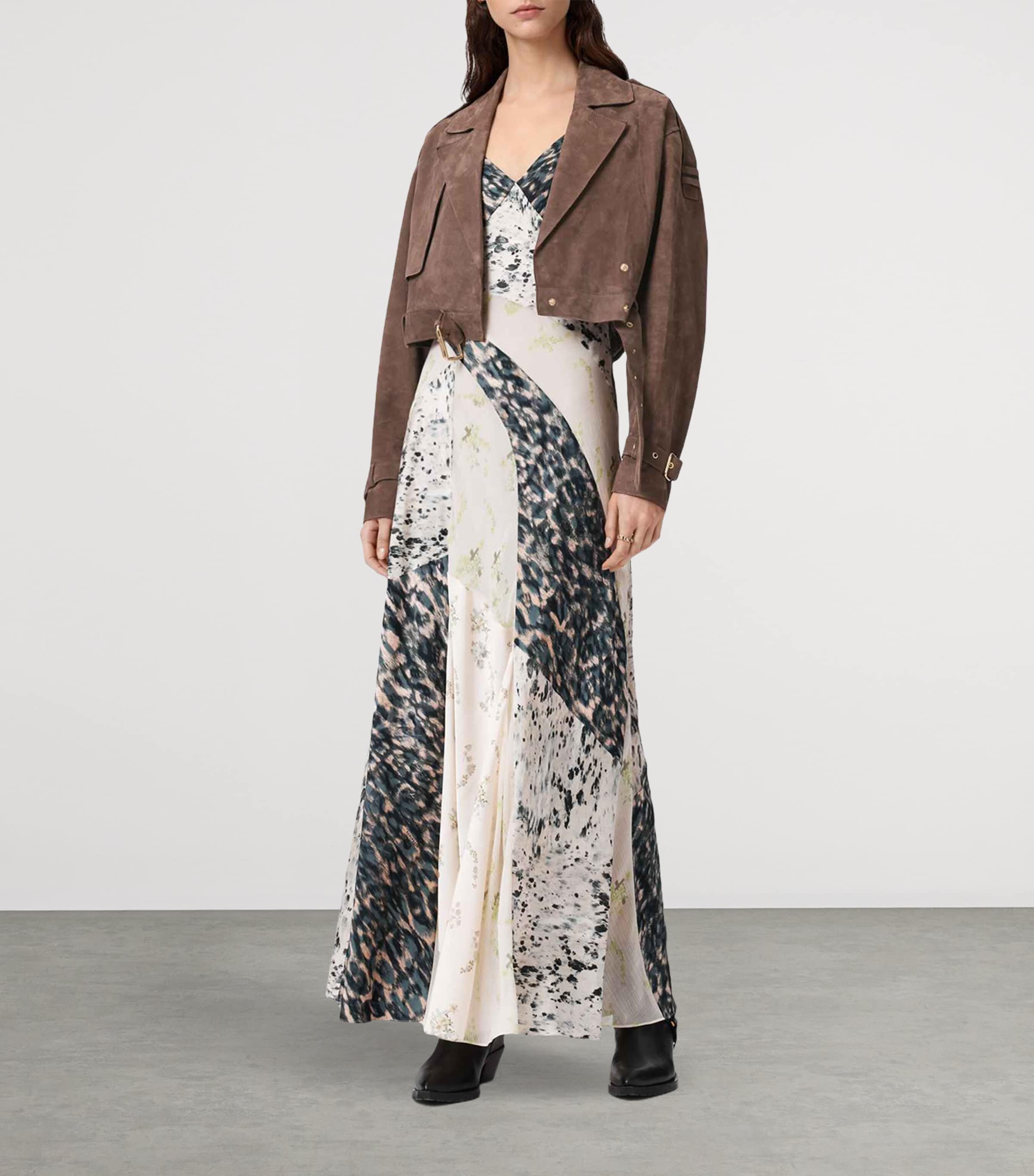 AllSaints Womens Goat Suede Ophelia Jacket Mole Brown Image 5