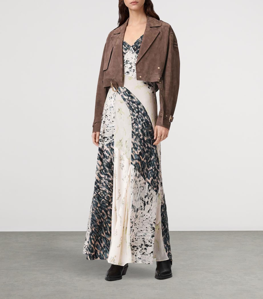 AllSaints Womens Goat Suede Ophelia Jacket Mole Brown Image 5