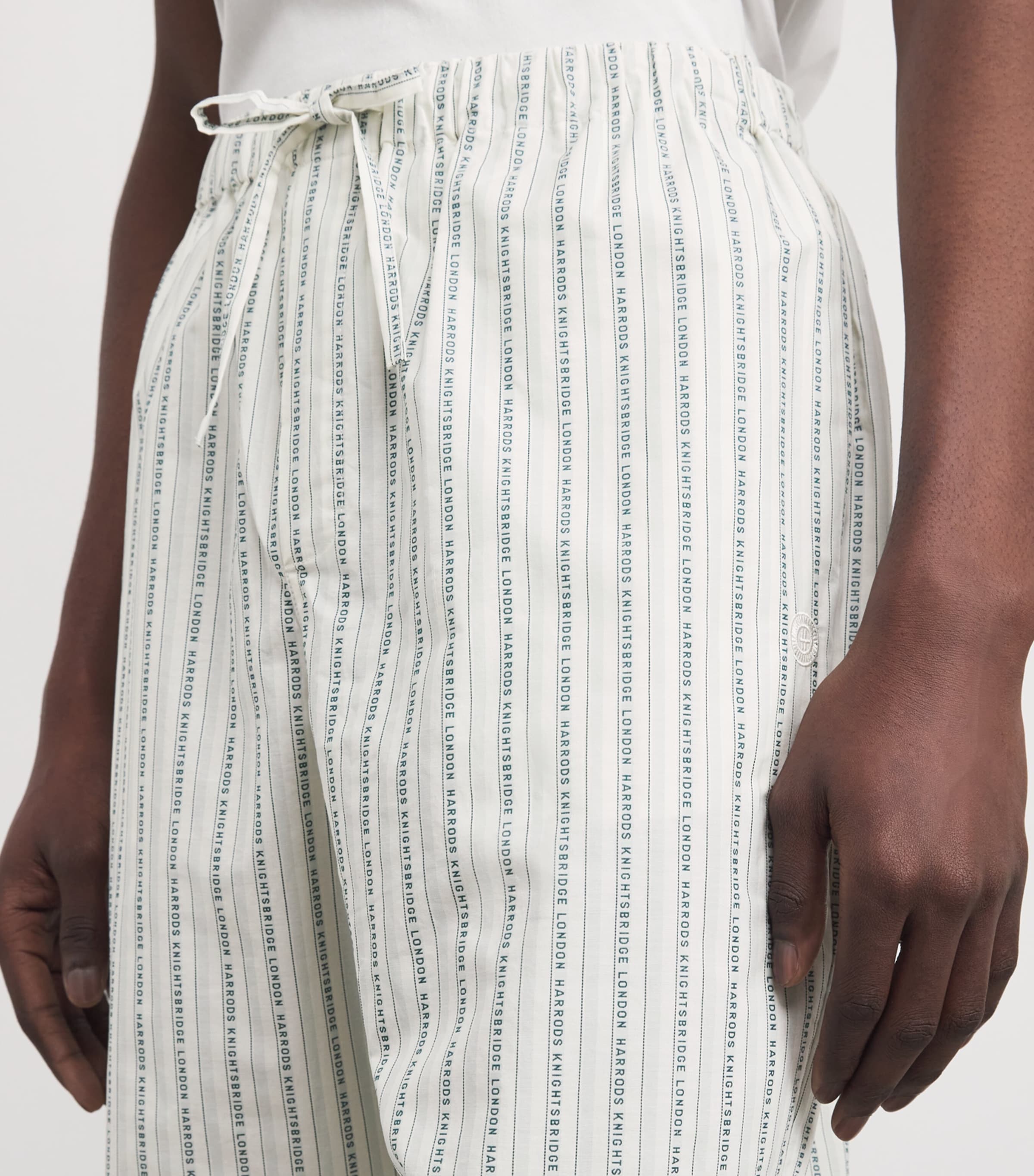 Cotton Stripe Logo Pyjama Bottoms GREEN Image 6