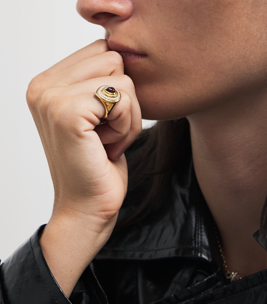 Yellow Gold, Garnet and Diamond Lot N*91 Mimette Drop Pinky Ring YELLOW GOLD Image 2