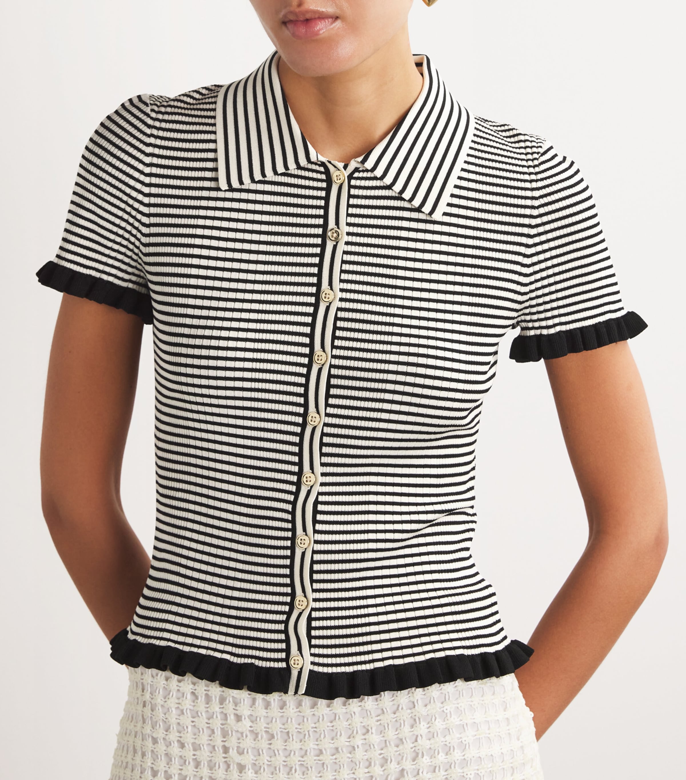 Stripe Polo Shirt ECRU Image 6