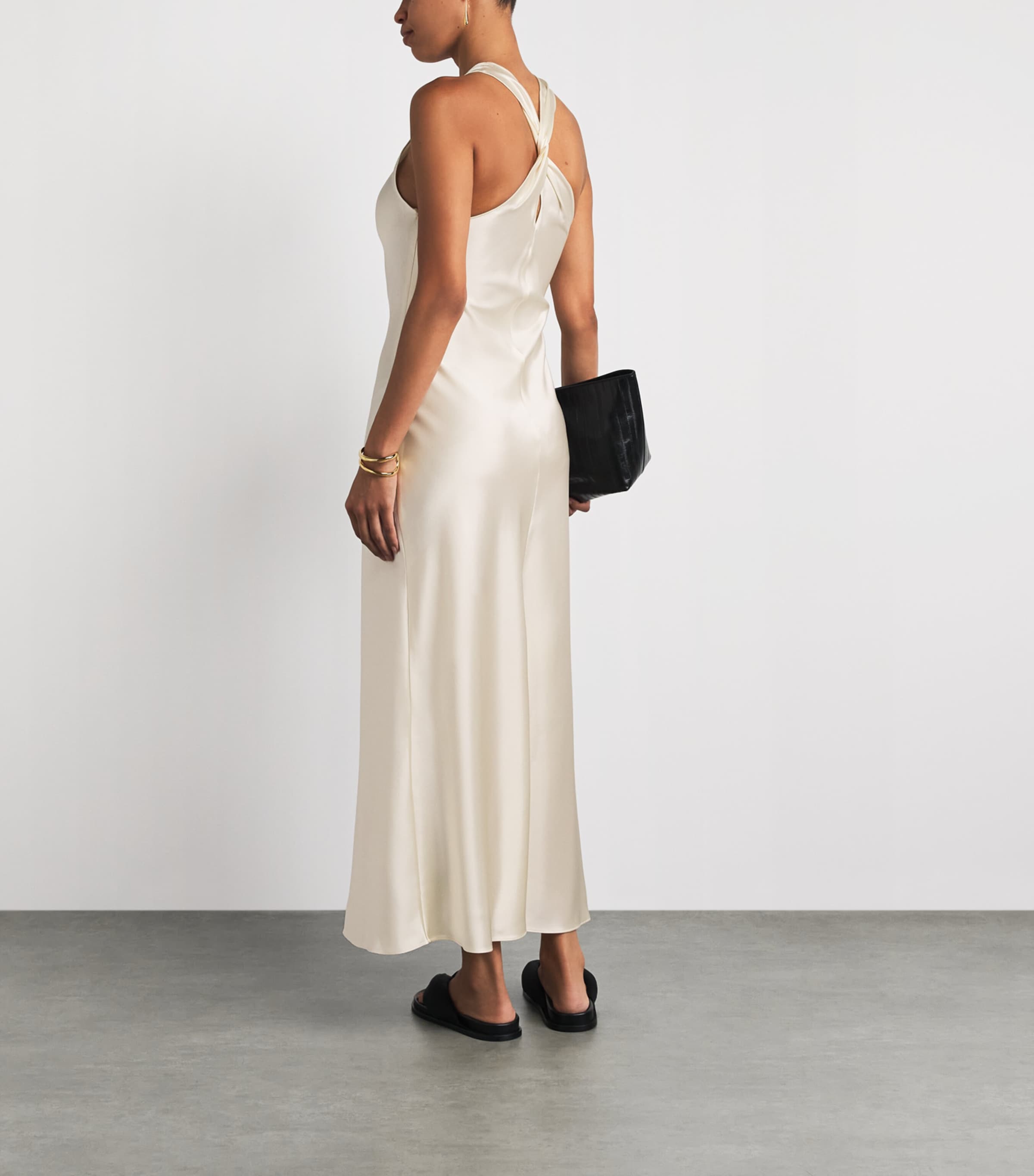 Almada Label Womens Satin Zila Maxi Dress Vanilla Image 4