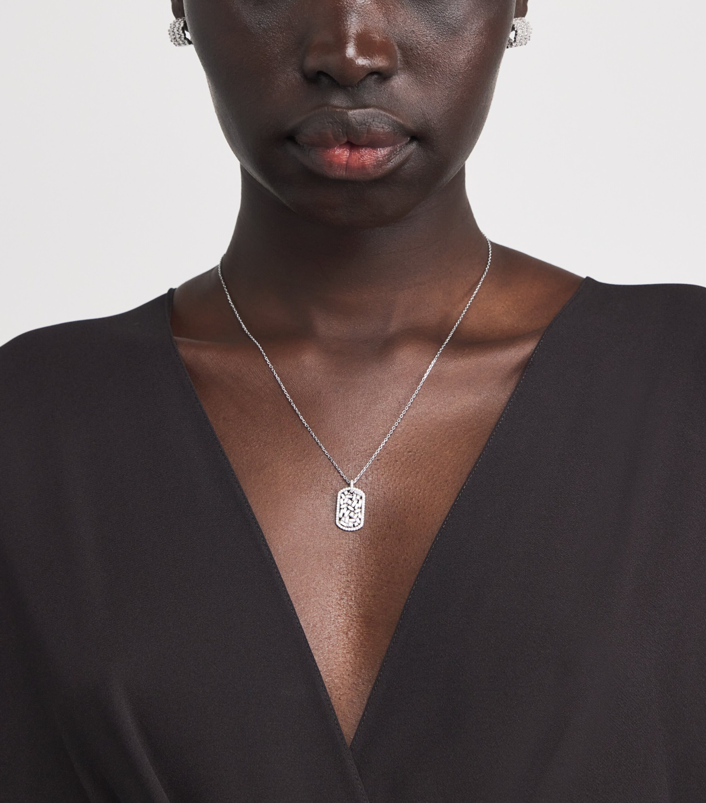 Suzanne Kalan White Gold and Diamond Medium Dog Tag Pendant Necklace Wg/wd Image 2