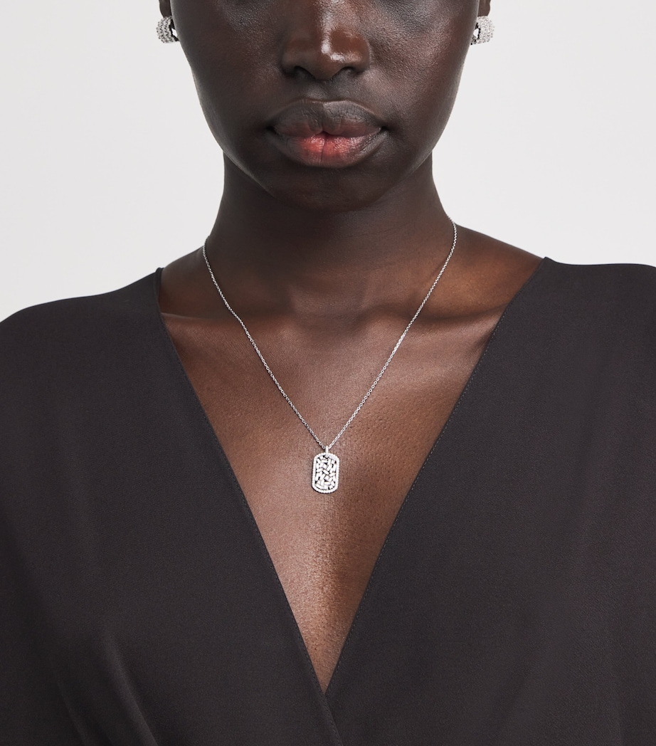 Suzanne Kalan White Gold and Diamond Medium Dog Tag Pendant Necklace Wg/wd Image 2