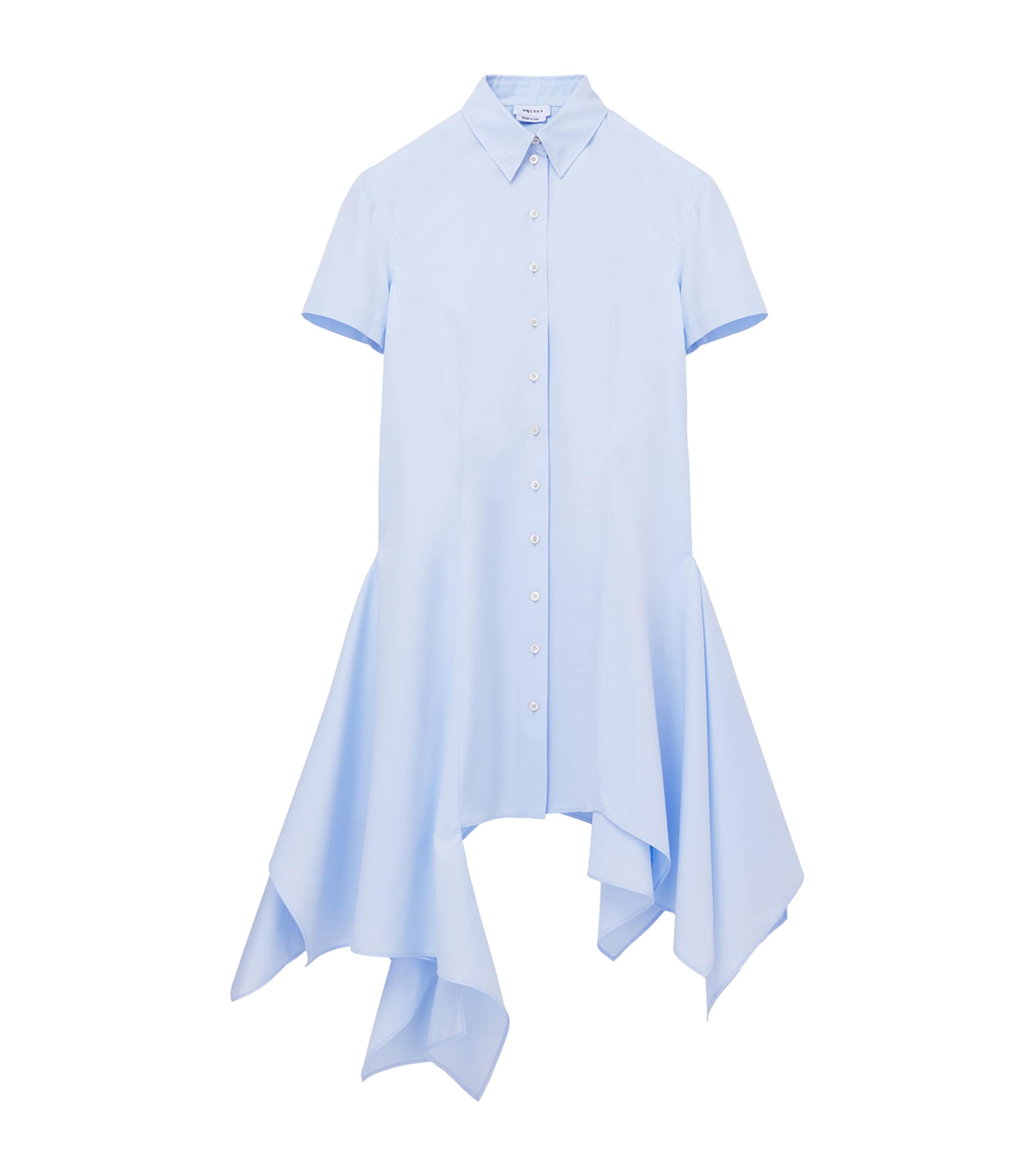 Alexander Mcqueen Asymmetric Shirt Midi Dress In Blue