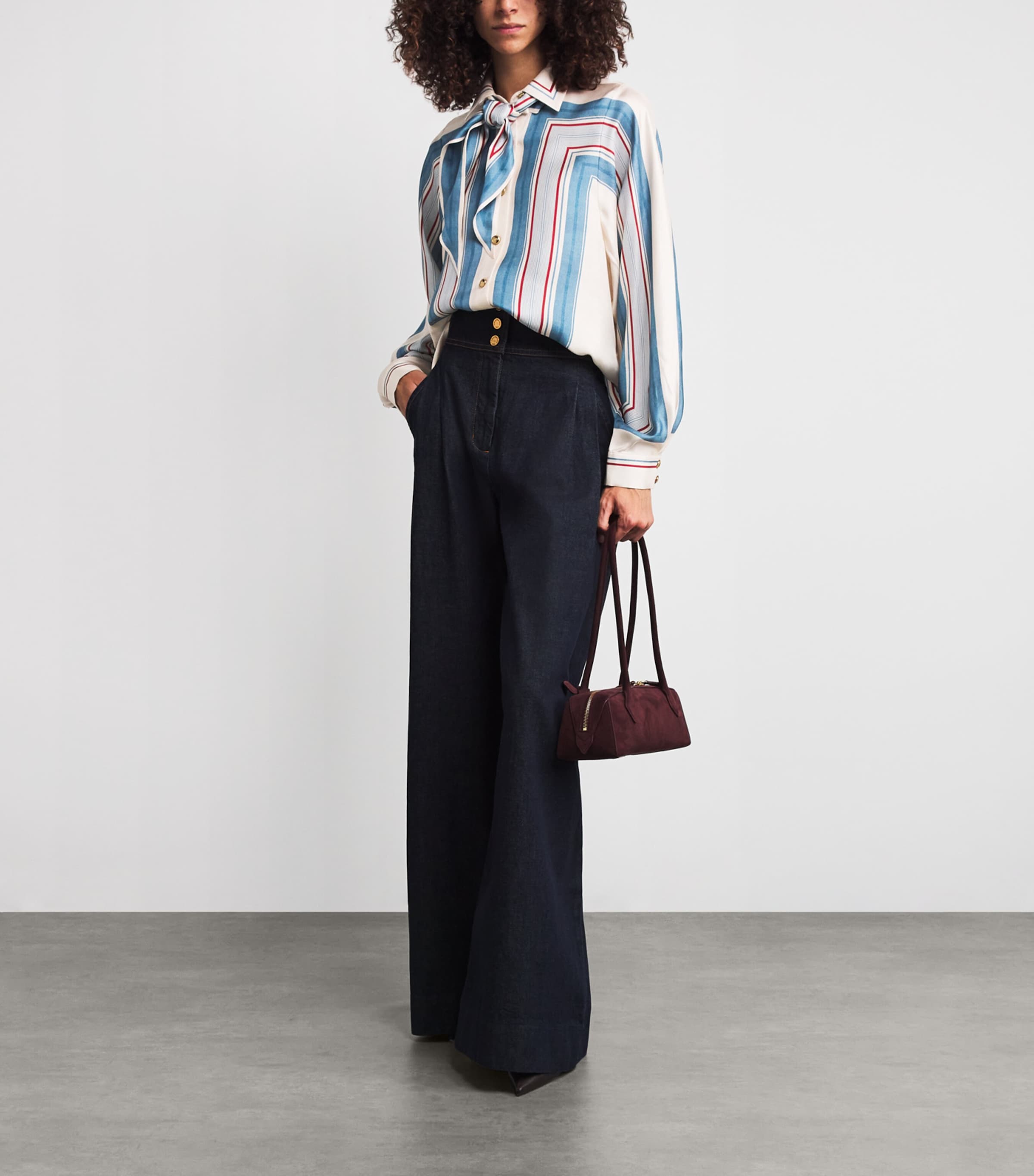Zimmermann Womens Silk Stripe Shirt Tikstr Tickng Stripe Image 6