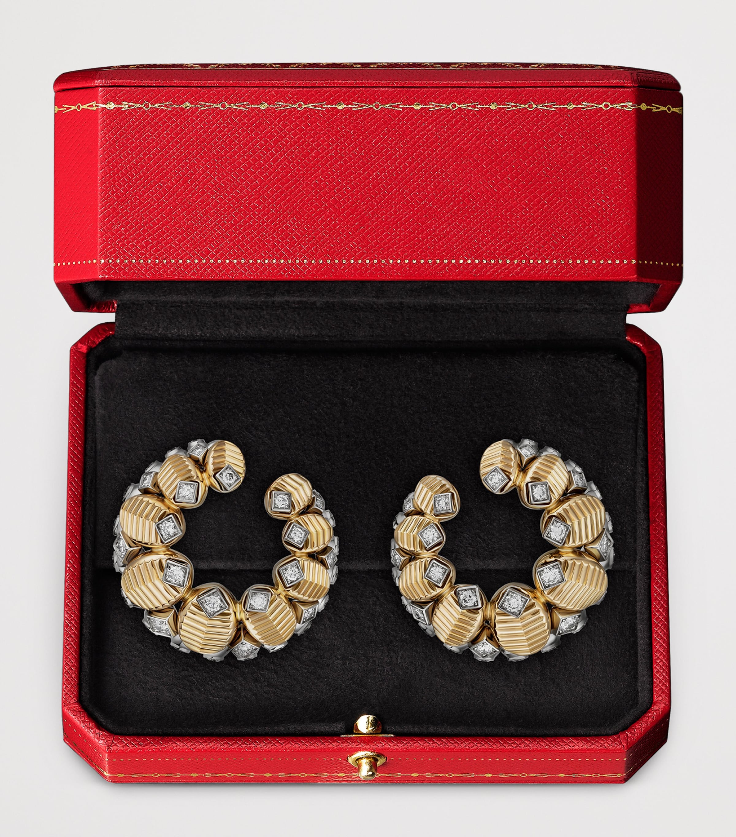 Yellow Gold, White Gold and Diamond Grain de Café Earrings YELLOW GOLD Image 6