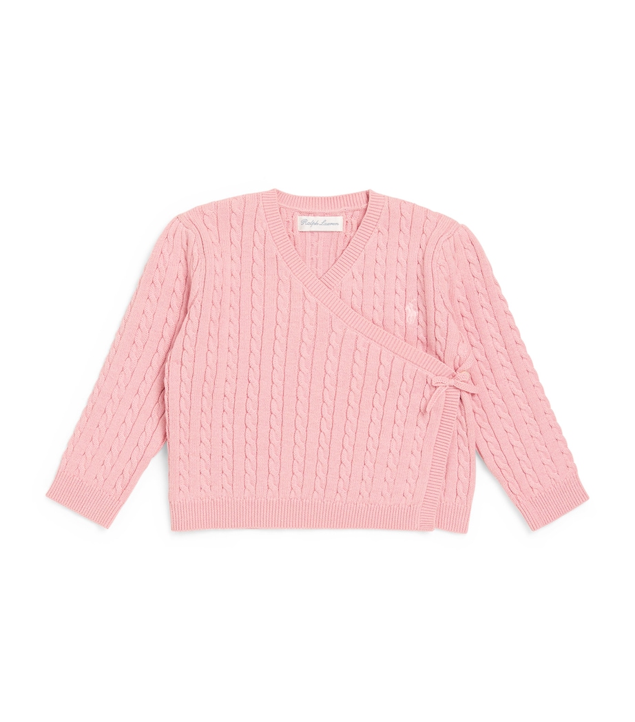 Cotton Open-Neck Cardigan (3-24 Months) LT PINK Image 1