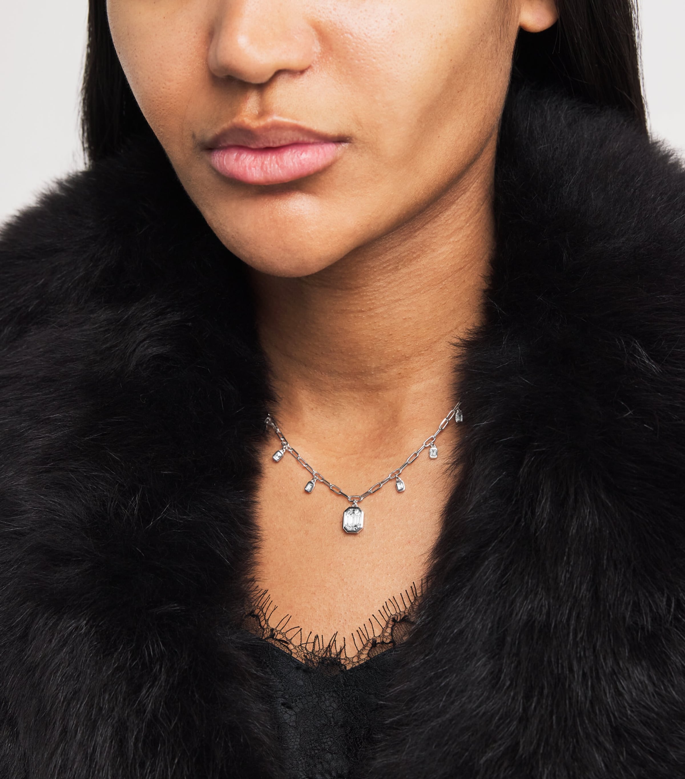 White Gold and Diamond Illusion Necklace WHITE GOLD Image 2