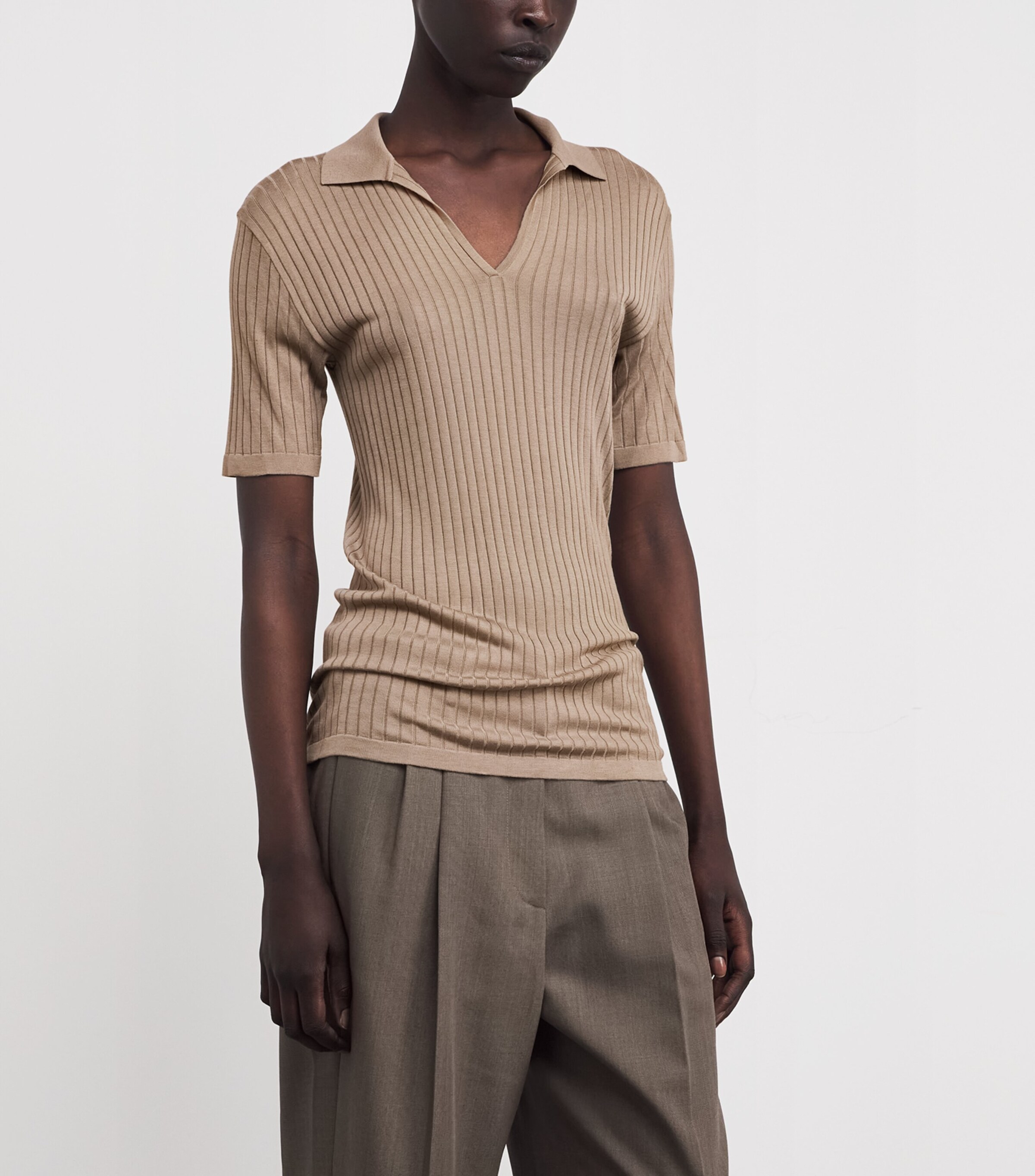 Kaiomi Ribbed Top BEIGE Image 3