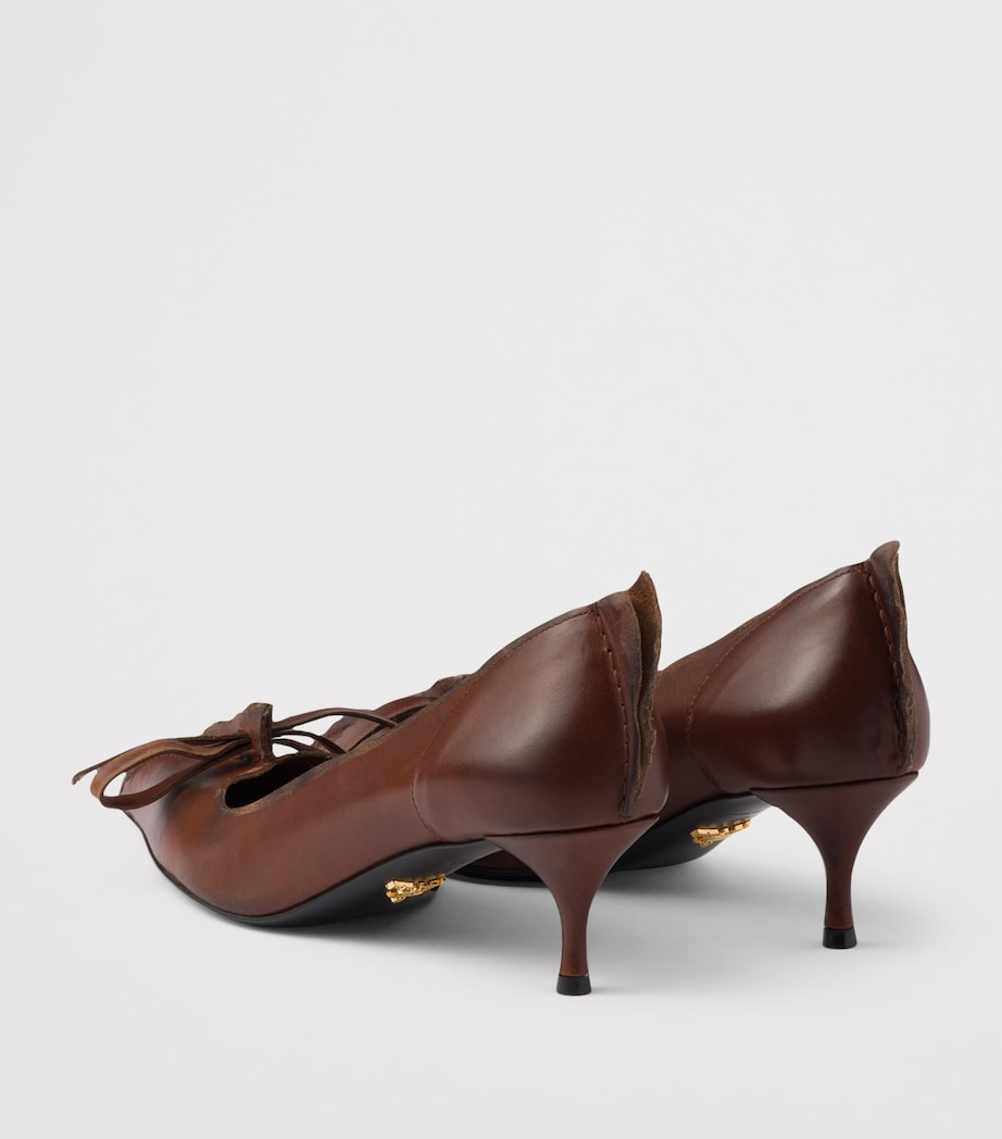 Prada Antiqued Leather Pumps 55 Brown Image 5