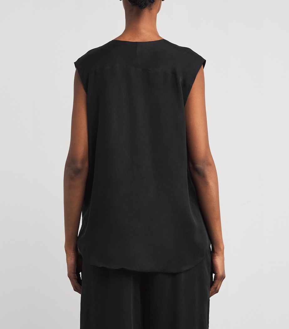 Sanded Buttoned Sleeveless Top B01 BLACK Image 4