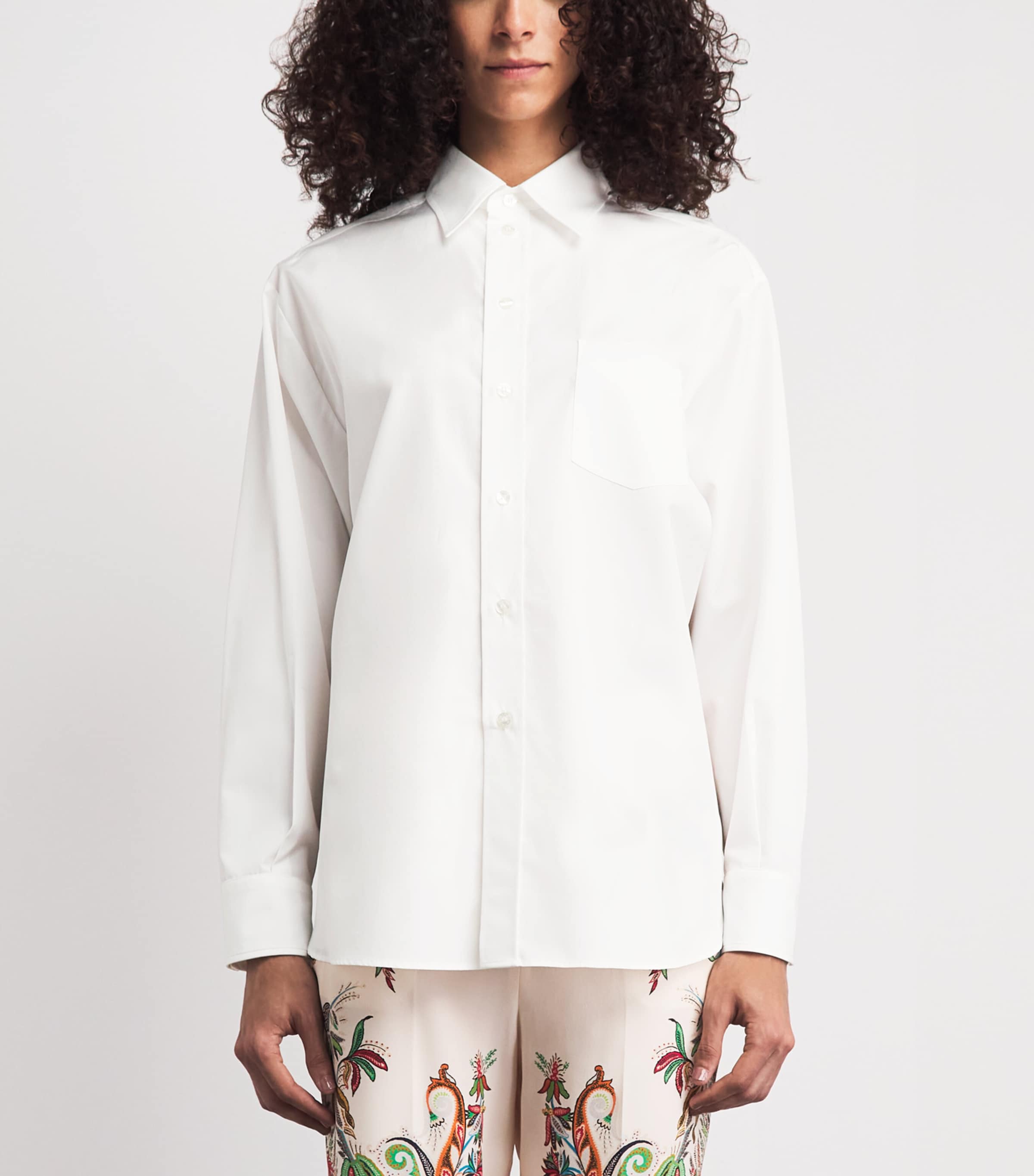 Etro Womens Cotton-Silk Floral-Print Shirt Prnt/white Bs Image 4