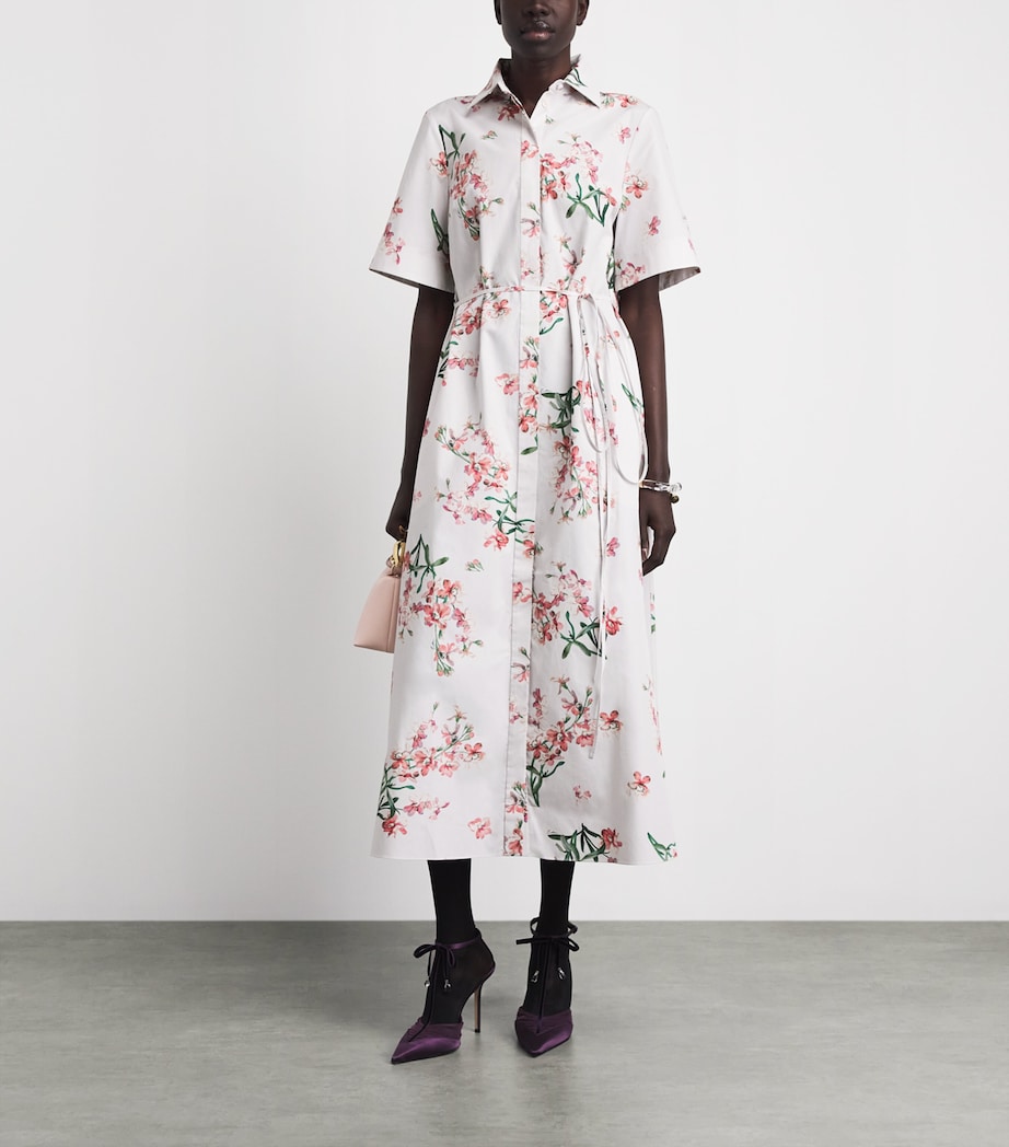 Erdem Womens Cotton Floral Midi Shirt Dress Paintd Orchd Ptl Pnk Image 2