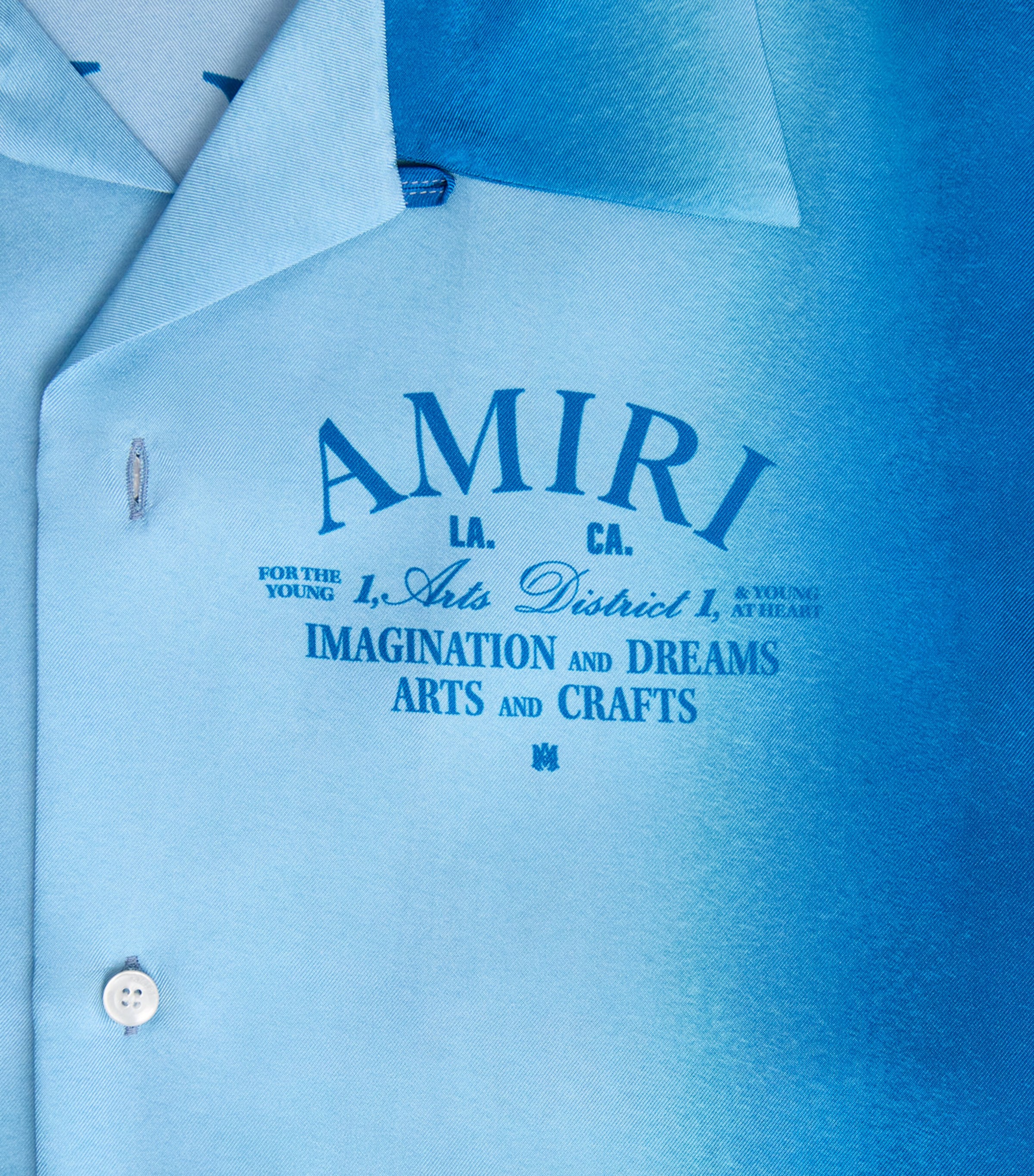AMIRI Mens Silk Arts District Short-Sleeve Shirt Sapphire Image 6