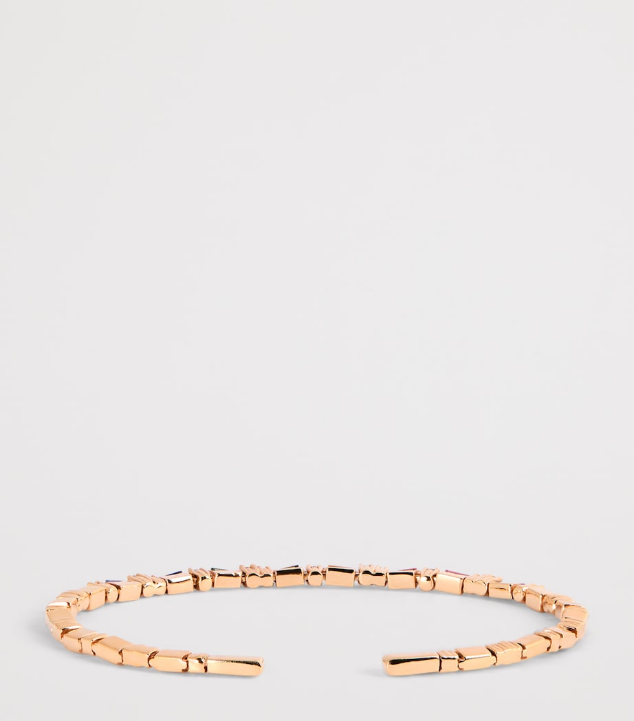 Suzanne Kalan Yellow Gold, Diamond and Rainbow Sapphire Thin Mix Bangle Rg/rs Image 3