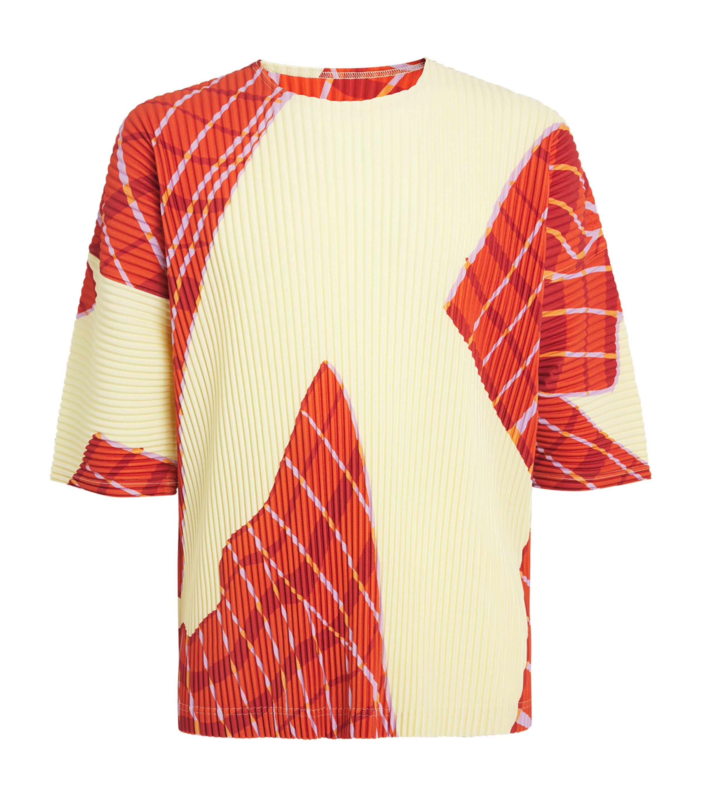 Homme Plissé Issey Miyake Orange Pleated Windswept Print T-Shirt