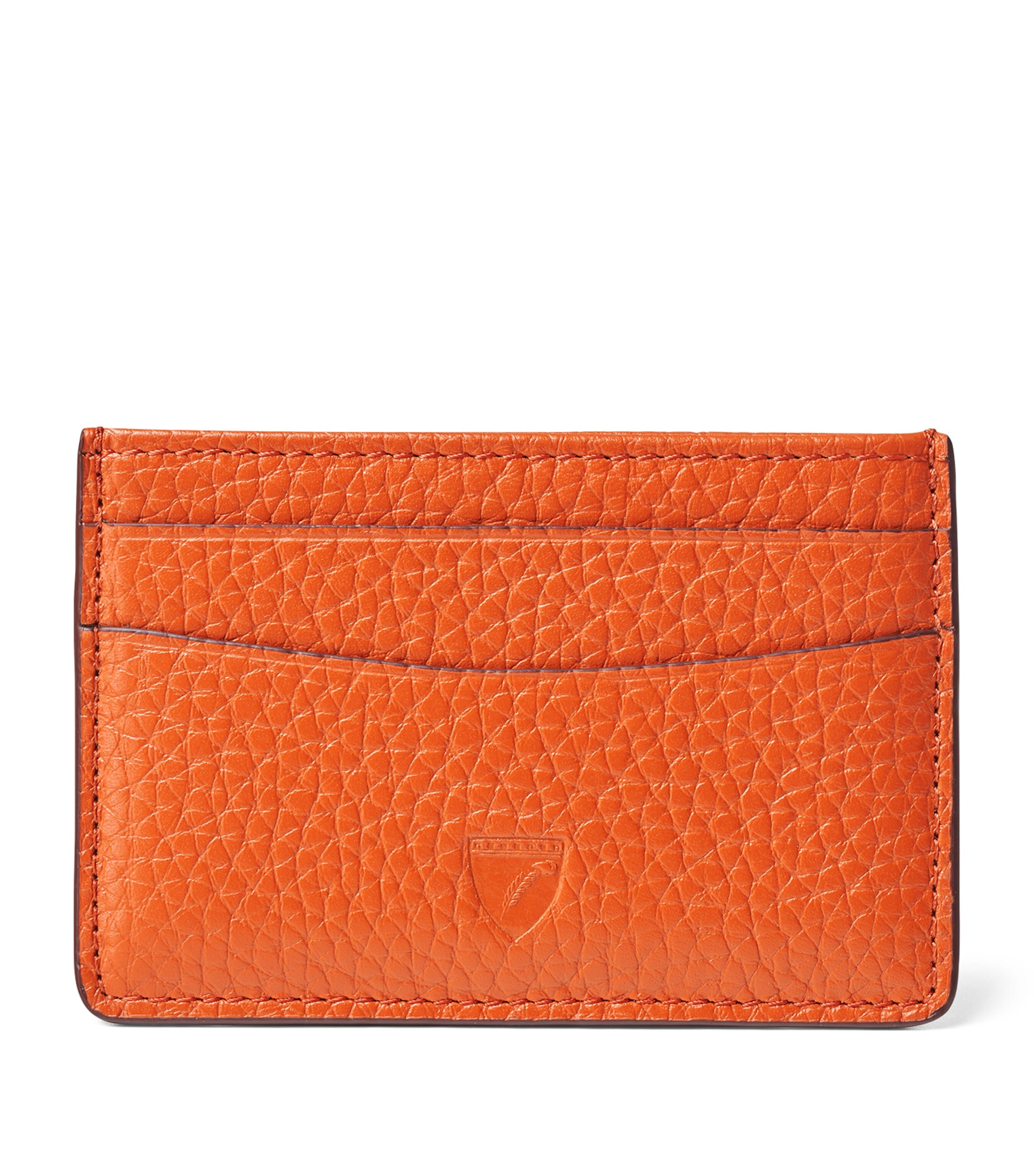 Shop Aspinal Of London Leather Slim Card Holder In Orange