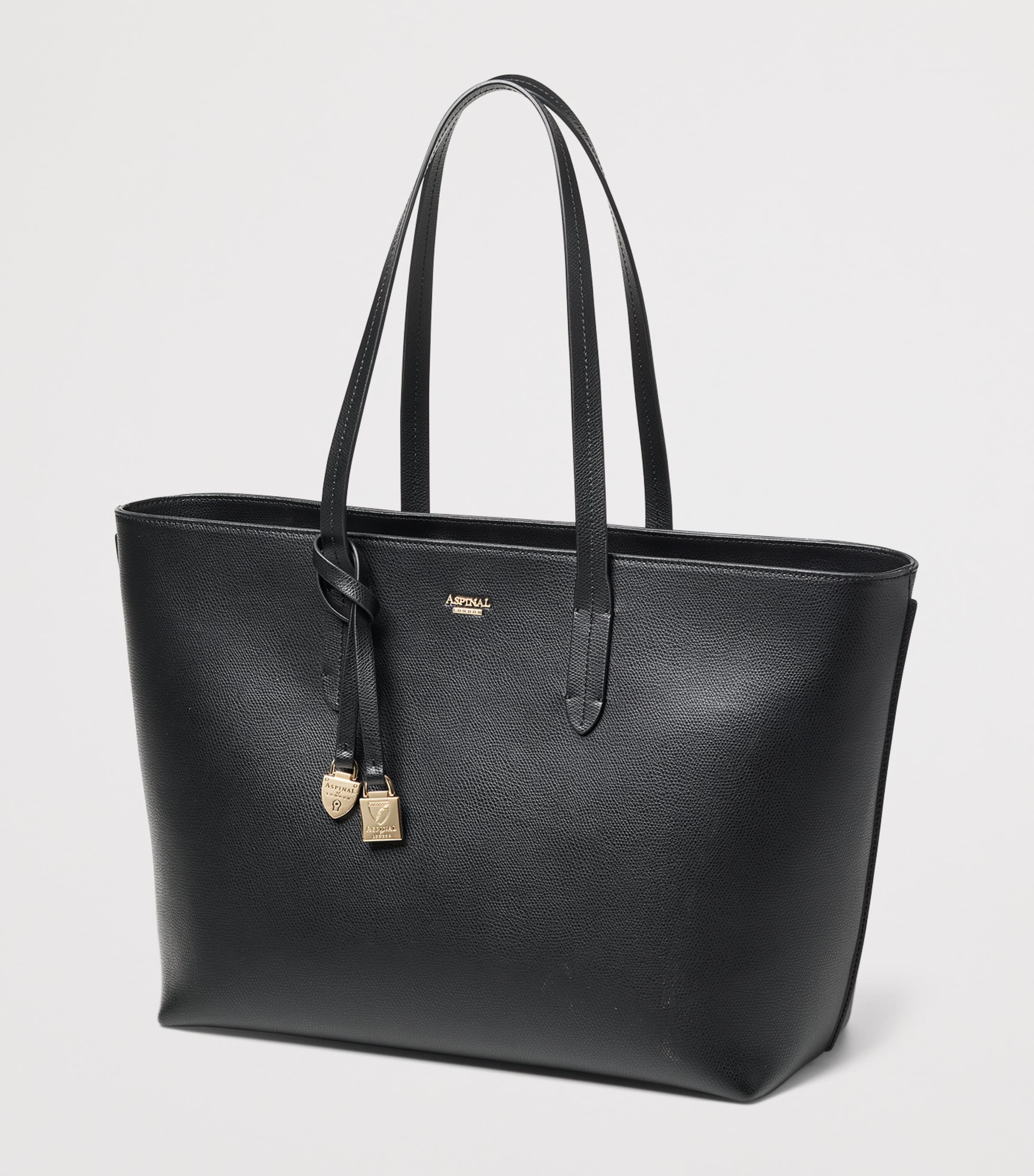 Leather East West Tote Bag BLACK Image 3