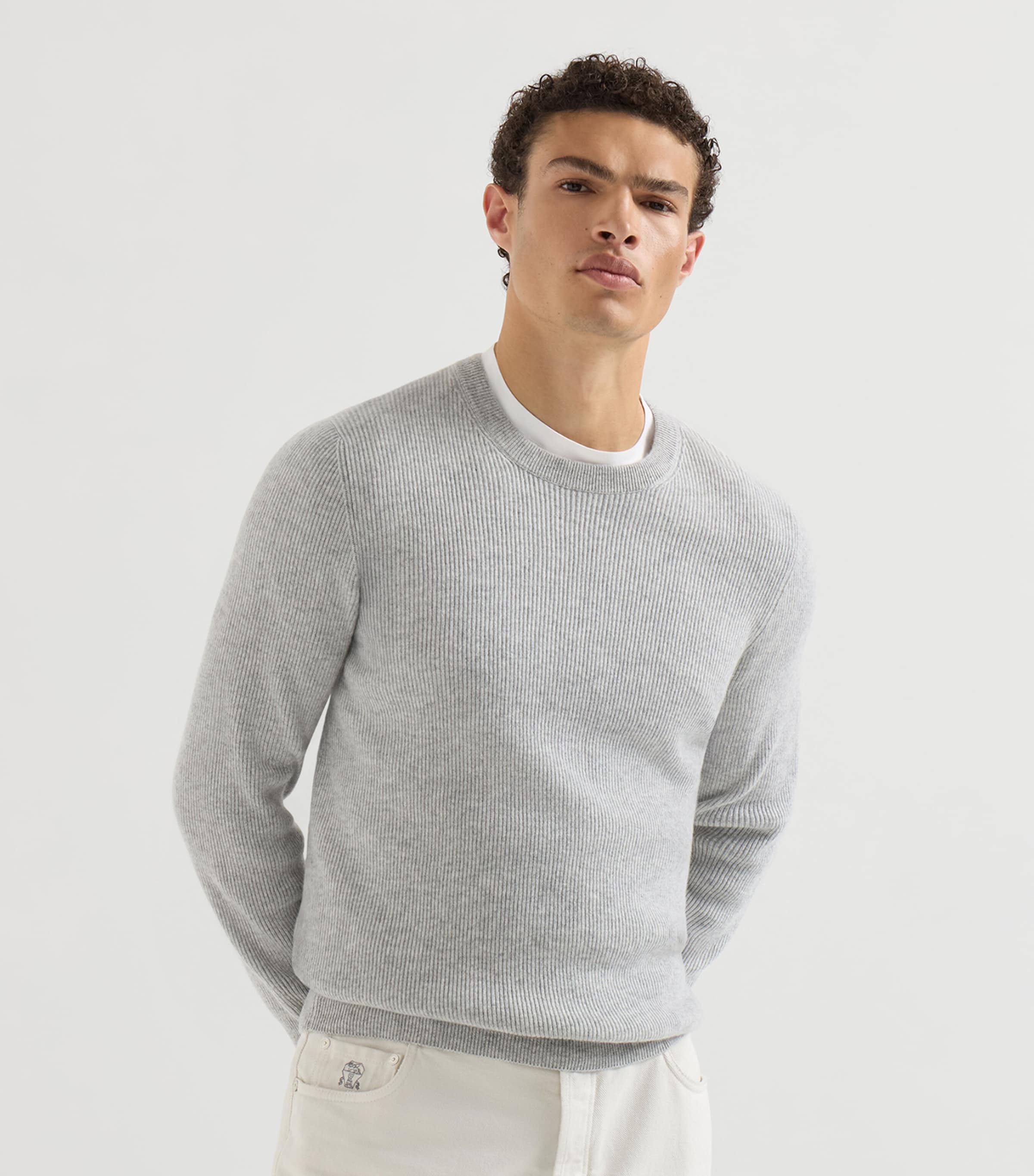 Brunello Cucinelli Mens Cashmere English Rib Sweater Image 3