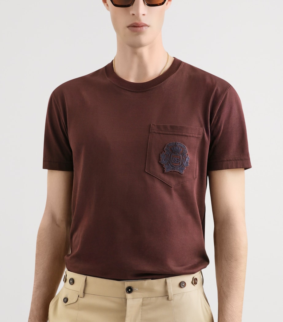 Cotton Embroidered Logo T-Shirt M5039-BROWN-DAR Image 3