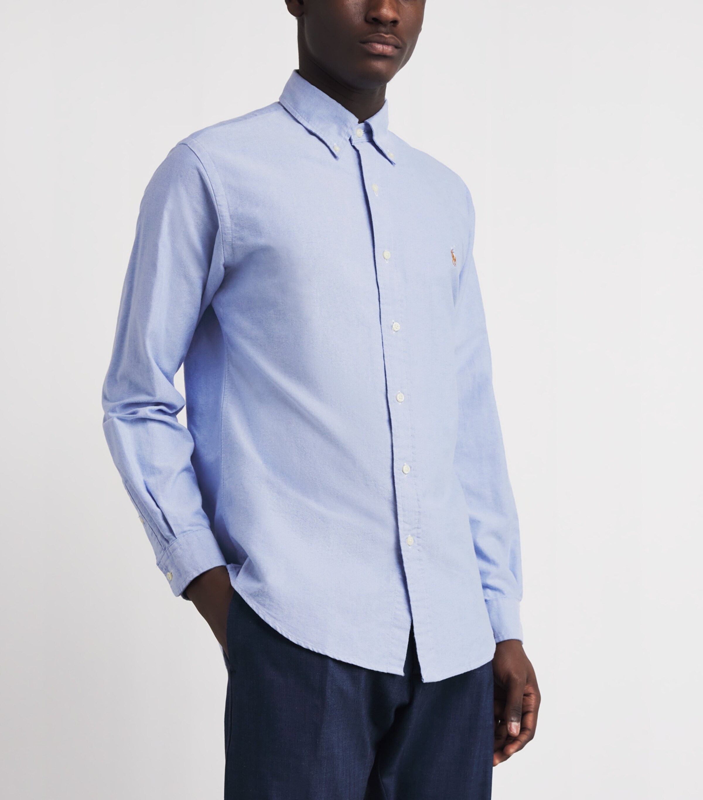 Polo Ralph Lauren Mens Custom Fit Oxford Shirt Blue Image 4