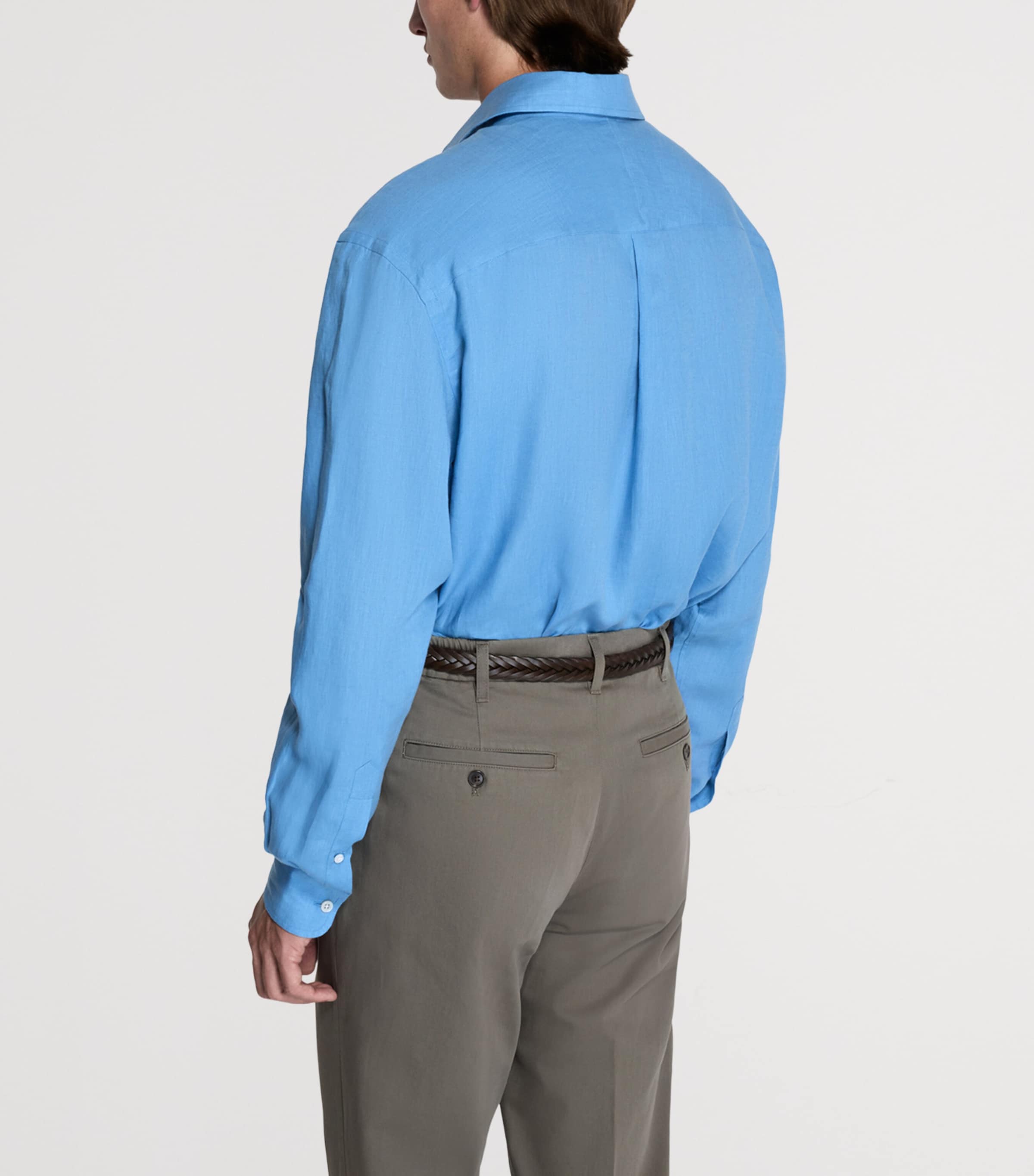 Dunhill Mens Linen Shirt Blue Image 3