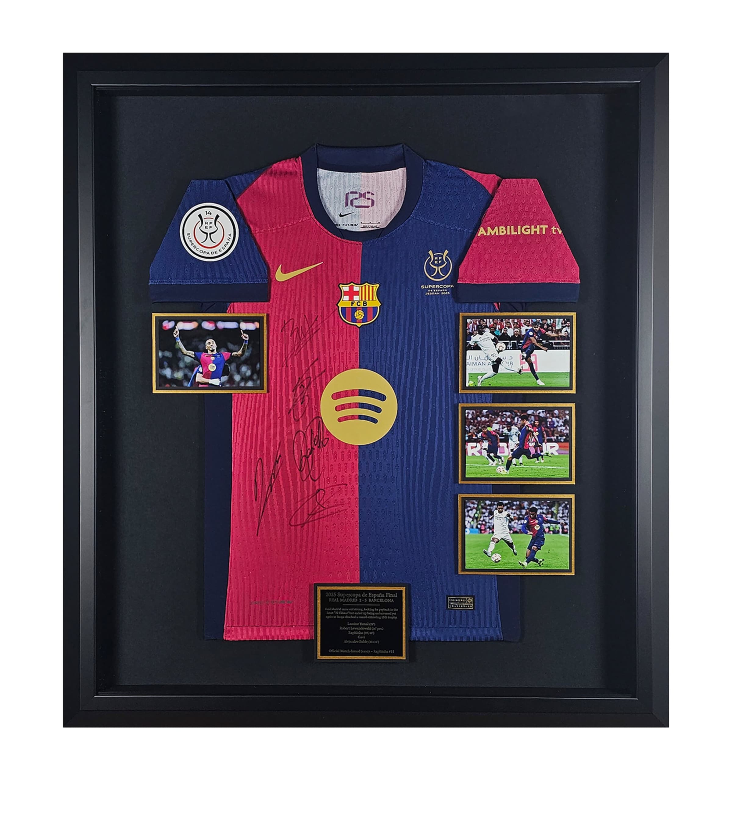 Leipzig Galleries Barcelona 2025 Supercopa Final Squad Signed Match-Issued Jersey Display Image 1