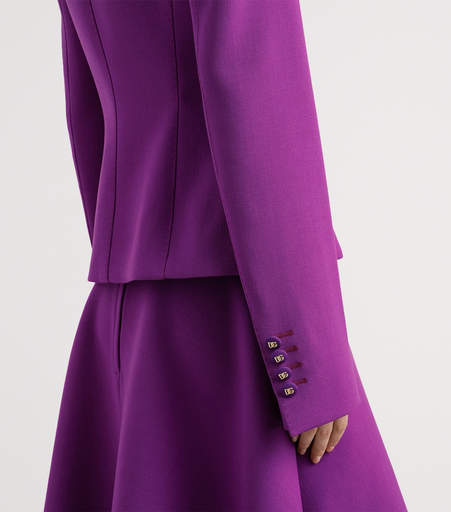 Virgin Wool Double Crêpe Blazer F0571-PURPLE Image 5